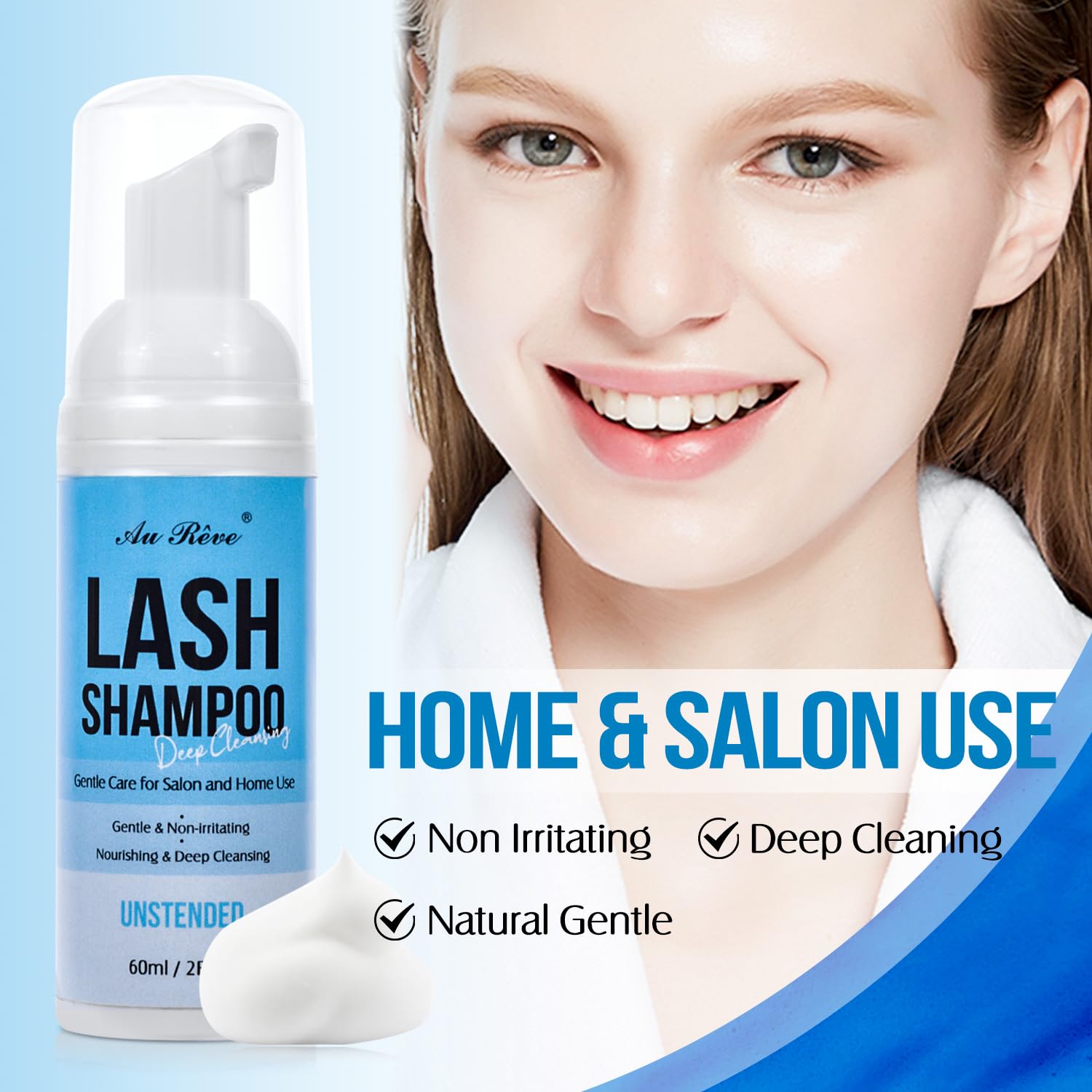 Lash Shampoo For Lash Extensions 60 Ml/2Fl.Oz Eyelash Extension Cleanser Oil Free Lash Cleanser For Eyelash Care, Gentle Foaming
