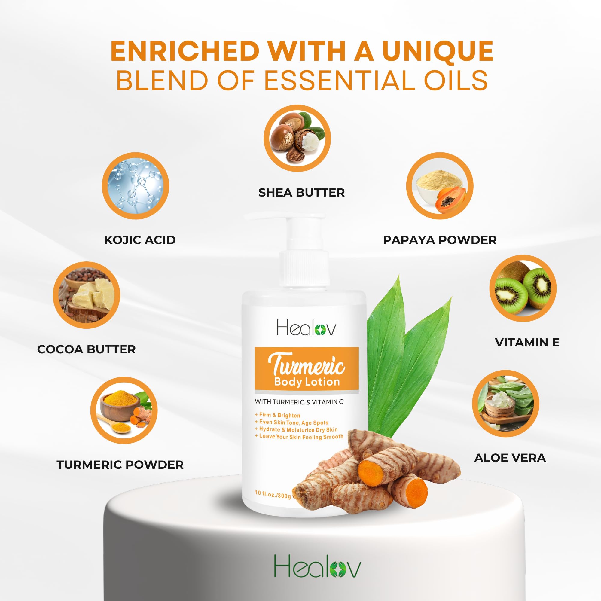 Herblov Turmeric Lotion For Dark Spots - Natural Skin Brightening Cream For Face & Body - Turmeric Face Cream To Cleanse Skin, F