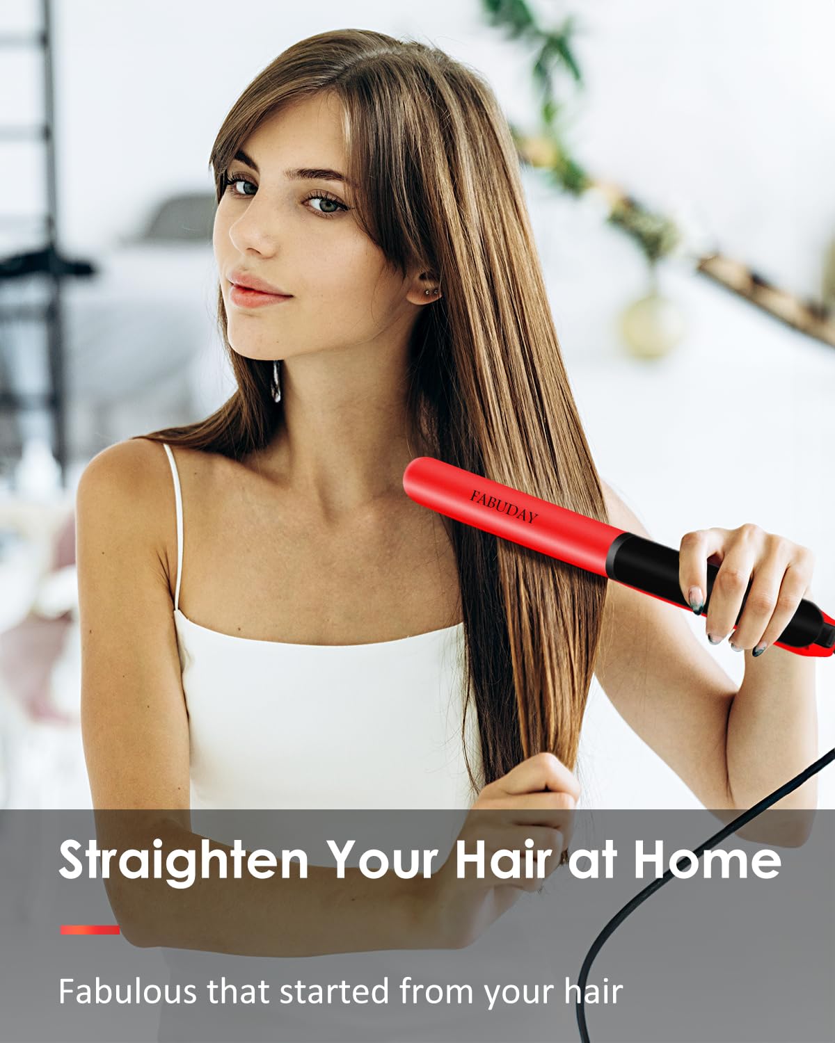 Fabuday Flat Iron Hair Straightener Dual Voltage - Heat Up Quickly, Lcd Display & Auto Shut-Off, 12 Adjustable Temp Hot Iron For