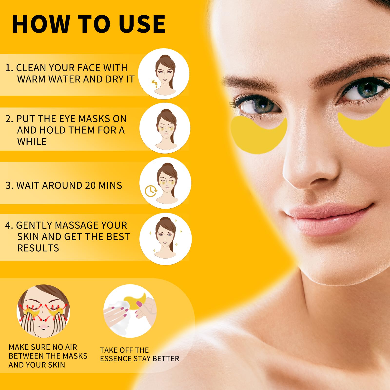 Under Eye Patches For Puffy Eyes 70Pcs, 24K Gold Eye Mask For Dark Circles And Puffiness, Under Eye Mask Patches Skincare, Eye G