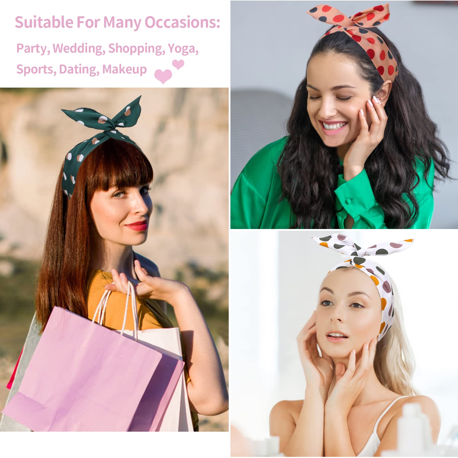 Oneye Wire Headbands For Women - Dot Twist Bow, Bunny Ears Headband, Fashion Wire Headwraps For Hair Bands, Holders & Accessorie