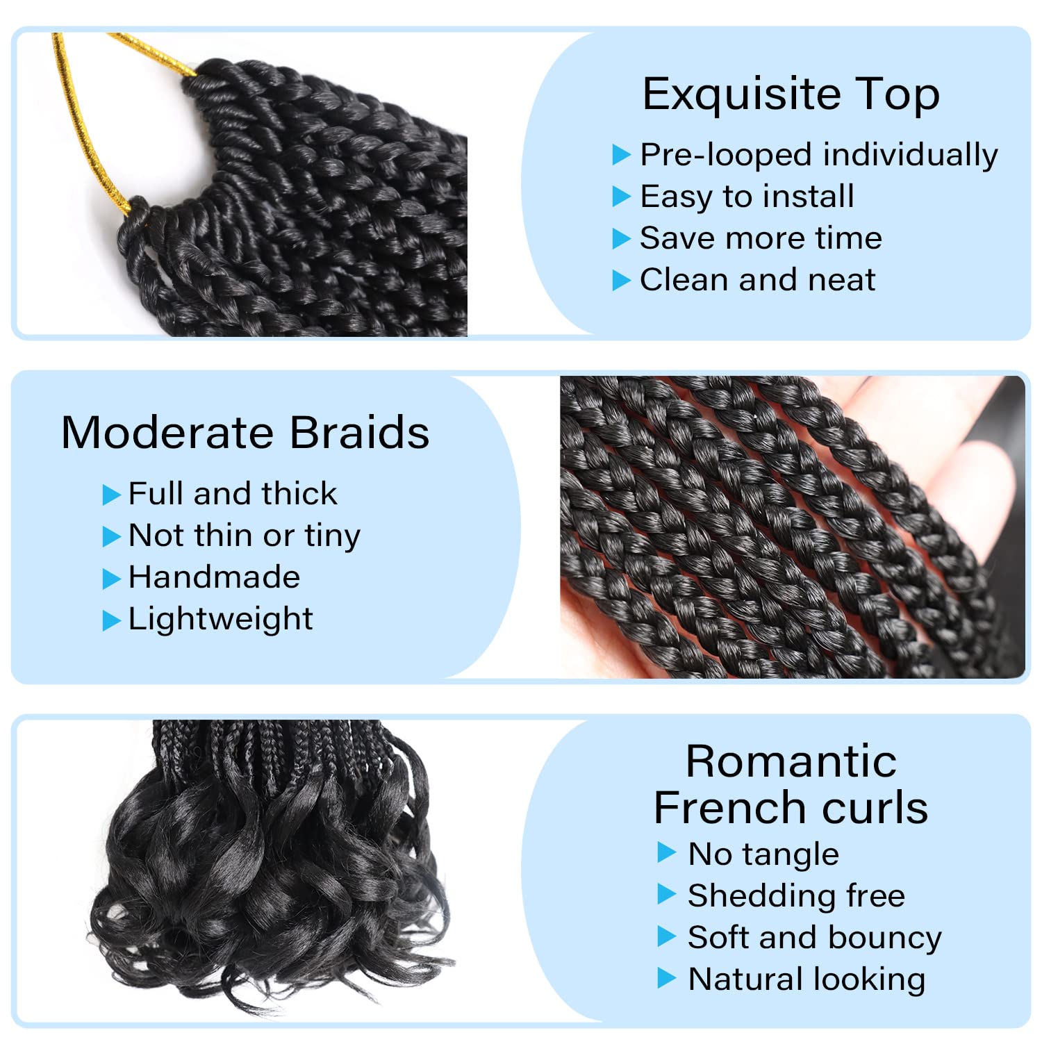 French Curly Crochet Hair For Black Women Goddess Box Braids Crochet Hair 16 Inch 7 Packs French Curl Crochet Braids Luxury Brai