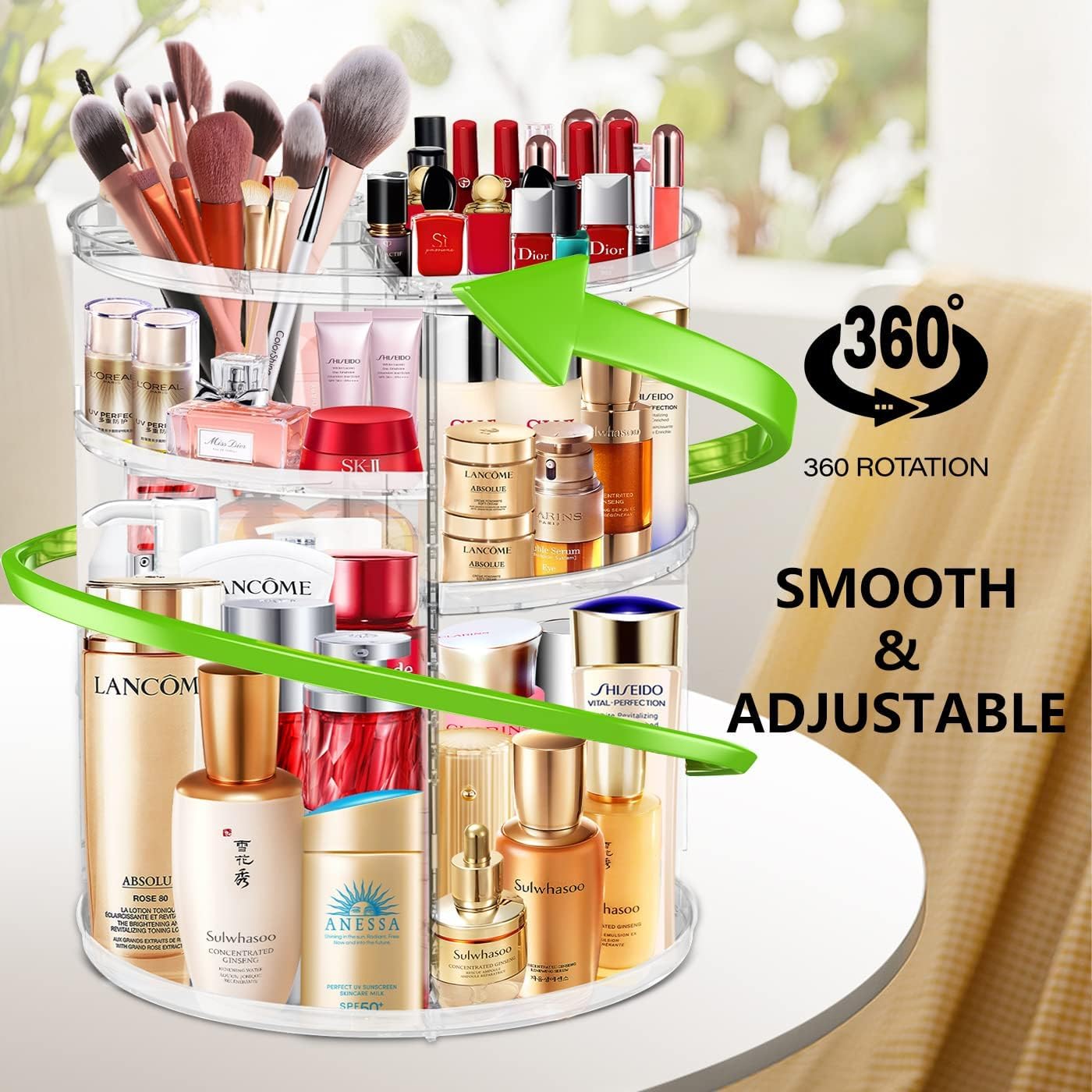 Leewent 360 Rotating Makeup Organizer, Large Capacity Cosmetics Organizer For Perfume Holder Organizer Countertop Diy Spinning M