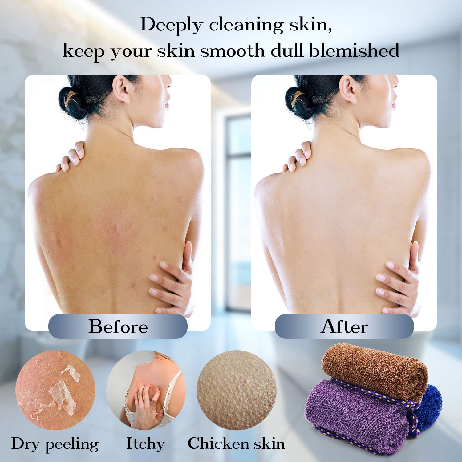 Dr.Pedi 3 Pieces African Net Sponge With Handles Long African Exfoliating Net Washcloth Bath Sponge Net Cloth Wash Net Body Back