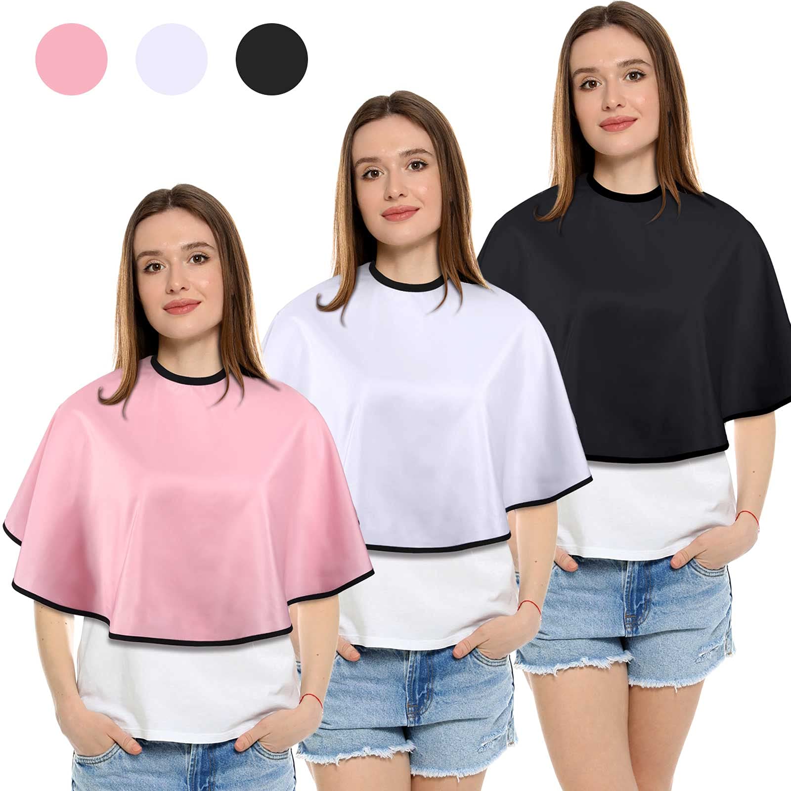 3 Pieces Makeup Capes For Clients Makeup Bibs Comb-Out Beard Aprons Hair Dye Aprons Styling Shampoo Capes Hair Salon Shorty Cape