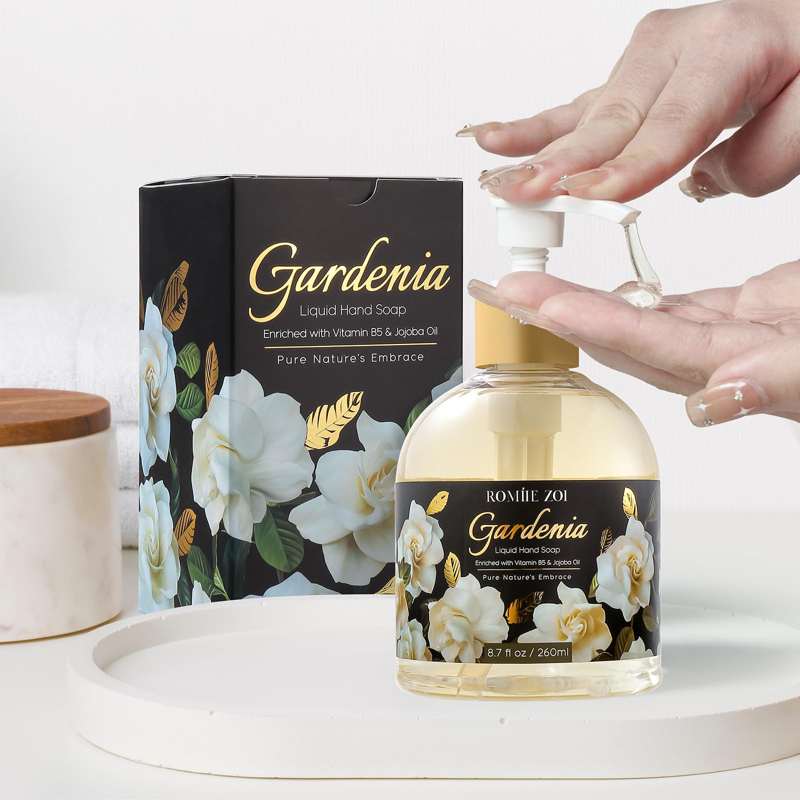 Romiie Zoi Liquid Hand Soap With Gift Box - Gardenia - 260Ml/ 8.7 Fl.Oz
