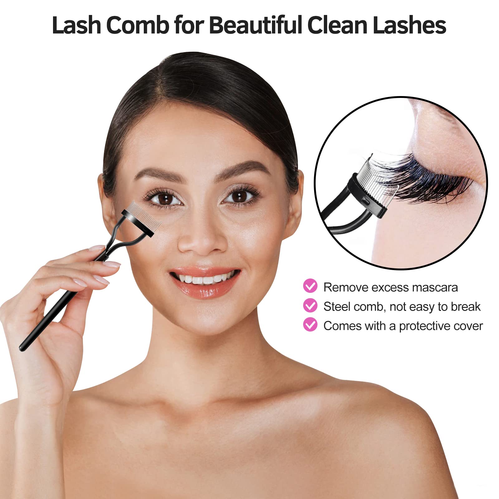 Eyelash Curlers Kit For Women W Lash Curler, Eyelash Comb Seperator, 3 In1 Mascara Brushes, Eyelash Extension Tweezers, Foldable