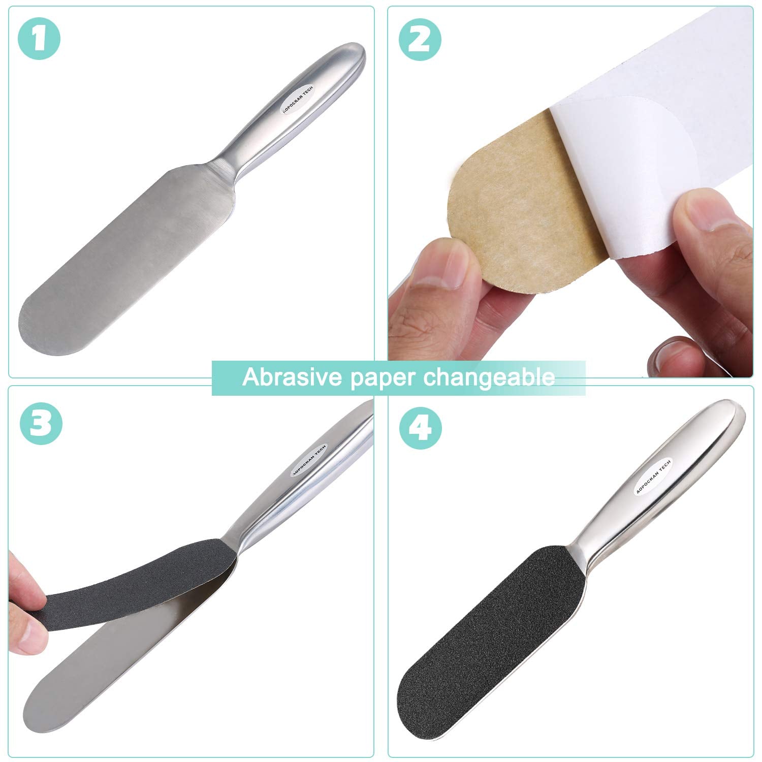 Stainless Steel Pedi File Refill, 100 Grit, Black - Pedicure Refill Pads - Foot Rasp Pad With Removable Glue,Size 5.2'' L X 1.7'