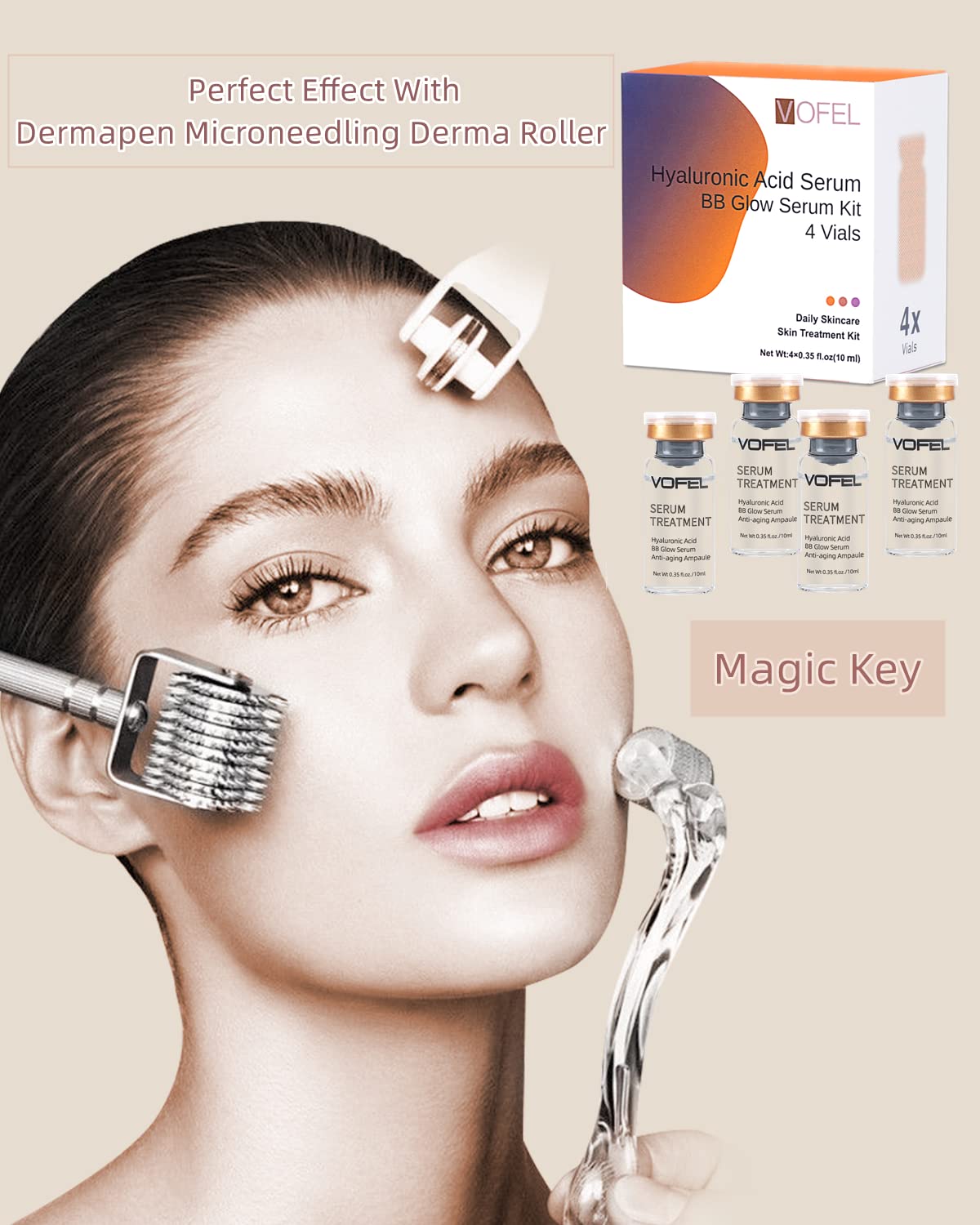 Vofel Hyaluronic Acid Serum For Microneedling Serum Ampoules For Face Bb Glow Starter Kit 0.35 Oz 4 Vials