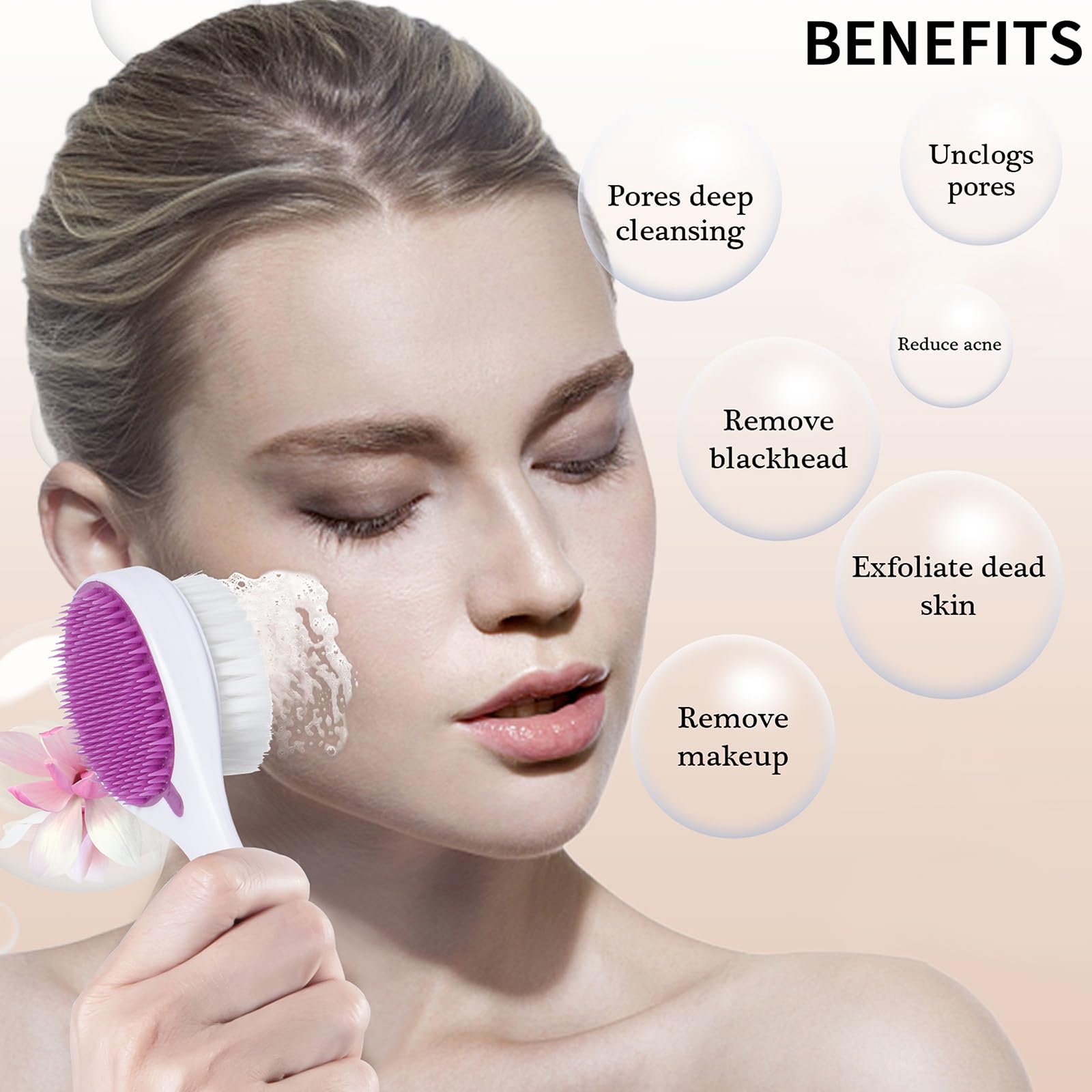 Silicone Face Scrubber Double Side, Handheld Facial Cleansing Brush 2 In 1 Face Cleanser Brush For Deep Cleansing And Exfoliatin