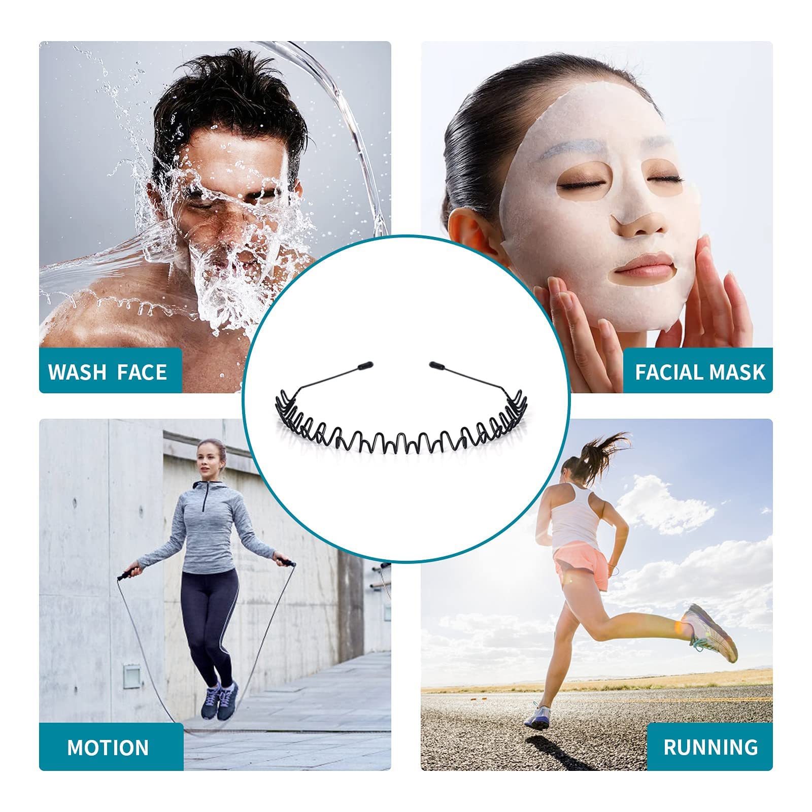 Kelubatu Metal Headbands Men'S Hair Bands Women'S Fashion Headbands Summer Outdoor Wavy Teeth Sports Headbands Black Fashionable