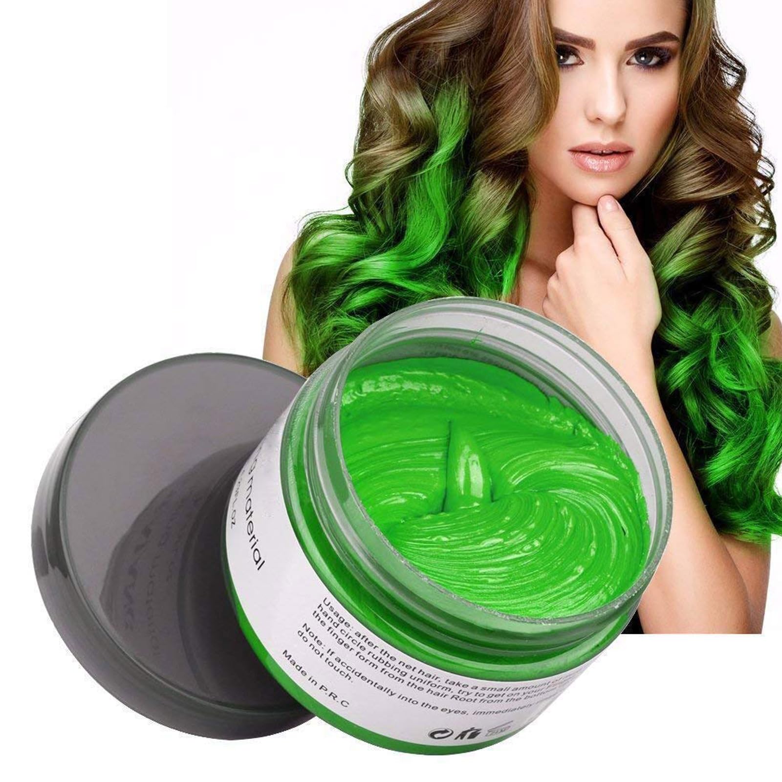 Asocrew Temporary Hair Wax Color, Green, 4.23 Oz - Natural Styling Clay For Cosplay, Party
