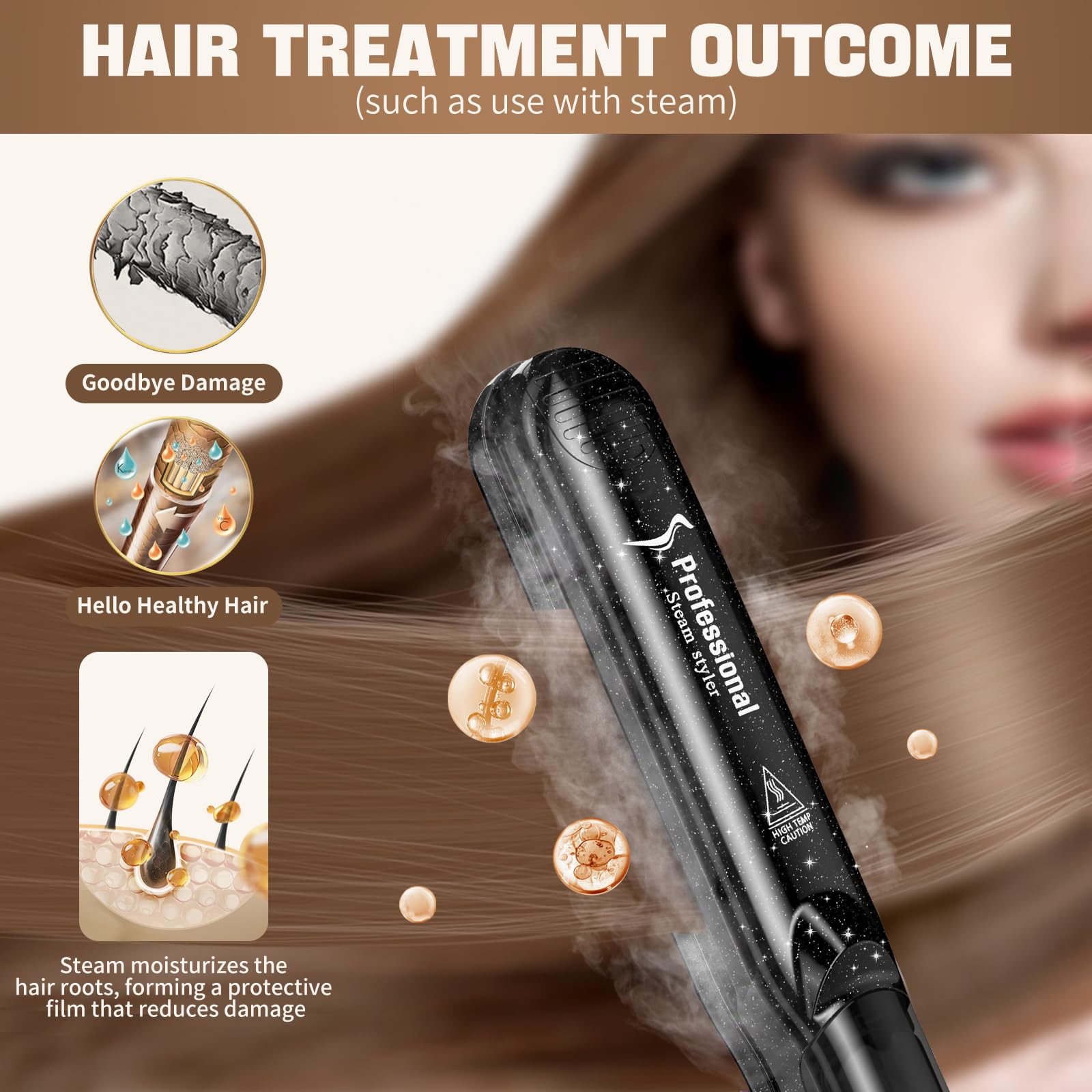 Dorisilk 2.0 Upgraded Steam Straighteners For Hair, Professional Salon Ceramic Tourmaline Vapor Steam Flat Iron Hair Straightene