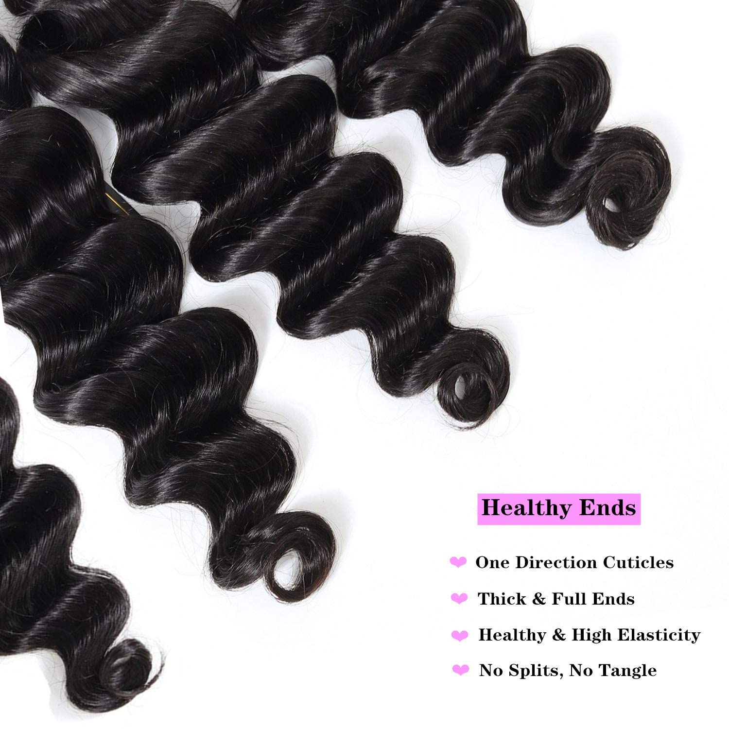 Dong H Hair Peruvian Loose Deep Wave Human Hair Bundles, 9A 100% Unprocessed Virgin Human Hair 26 Inch Single Bundles Loose Deep