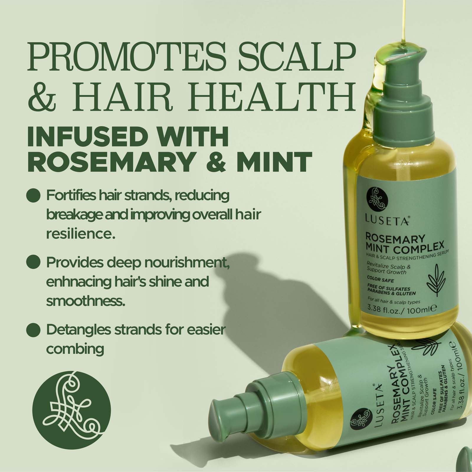 Luseta Rosemary Oil For Hair Growth - Strengthening And Moisturizing Formula For Thinning, Damaged Hair And Split Ends - Color S
