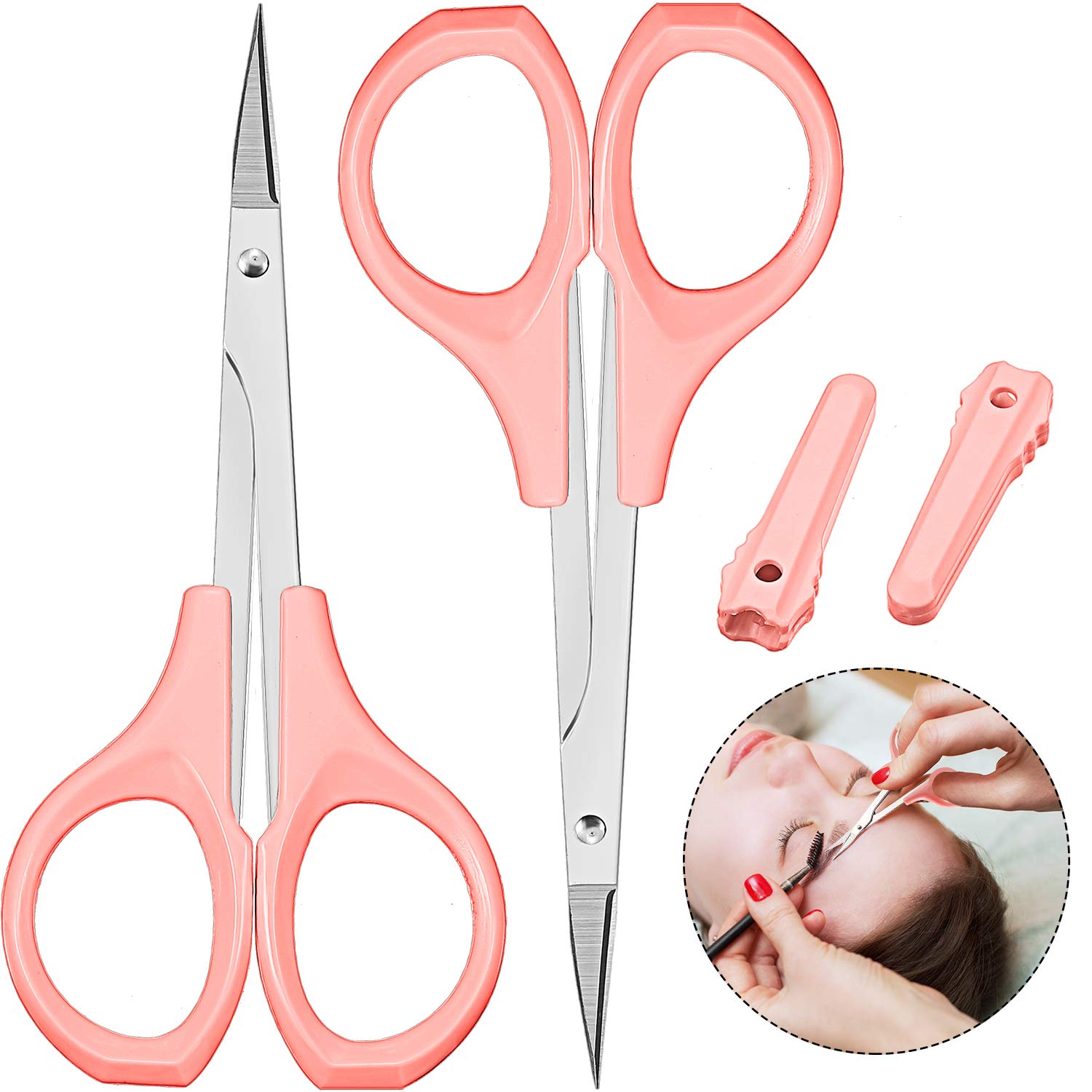 2 Pack Curved Craft Scissors Small Scissors Beauty Eyebrow Scissors Stainless Steel Trimming Scissors for Eyebrow Eyelash Extens