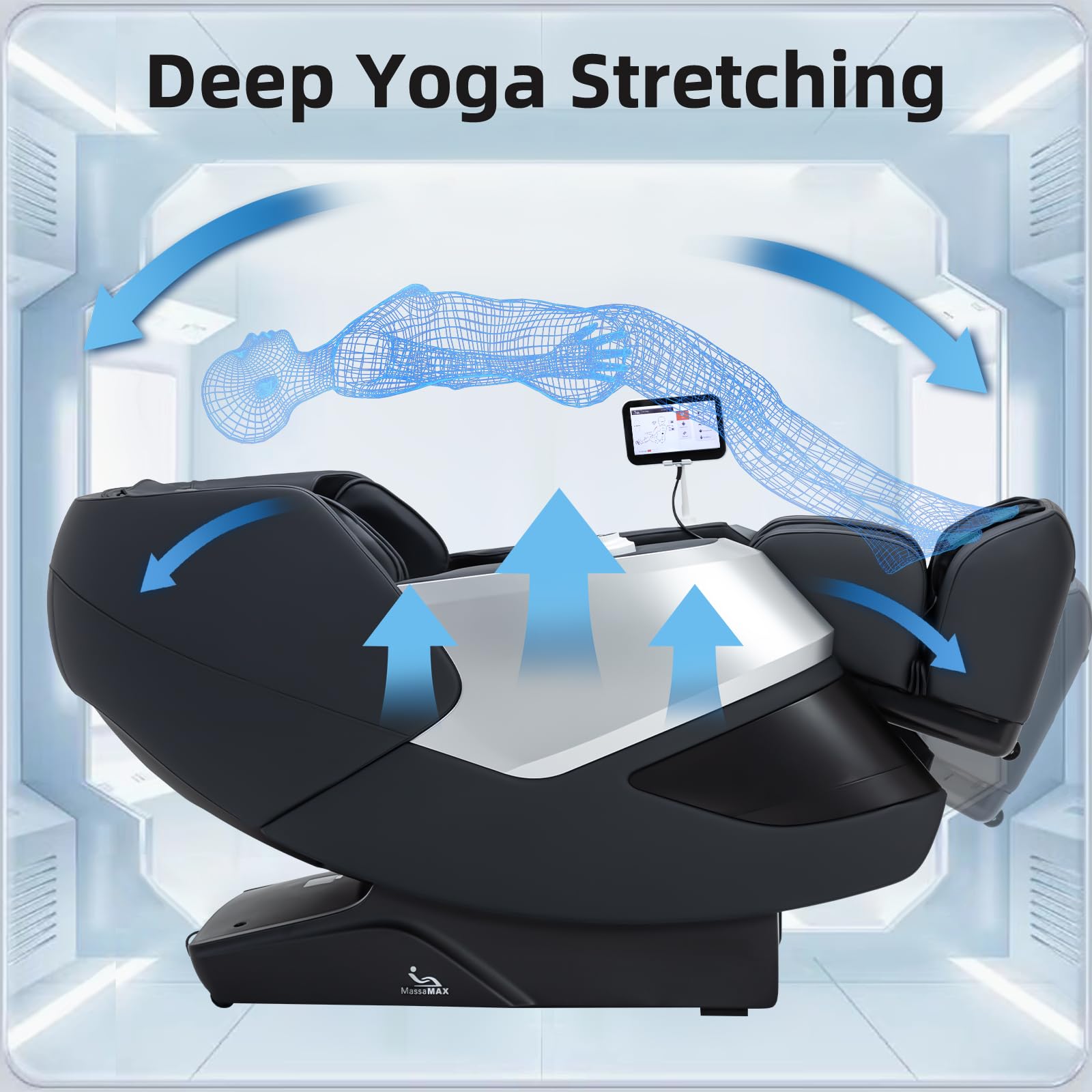 Massamax 2024 4D Massage Chair, Full Body Shiatsu Recliner With Electric Extendable Footrest, Zero Gravity, Sl Track, Deep Yoga