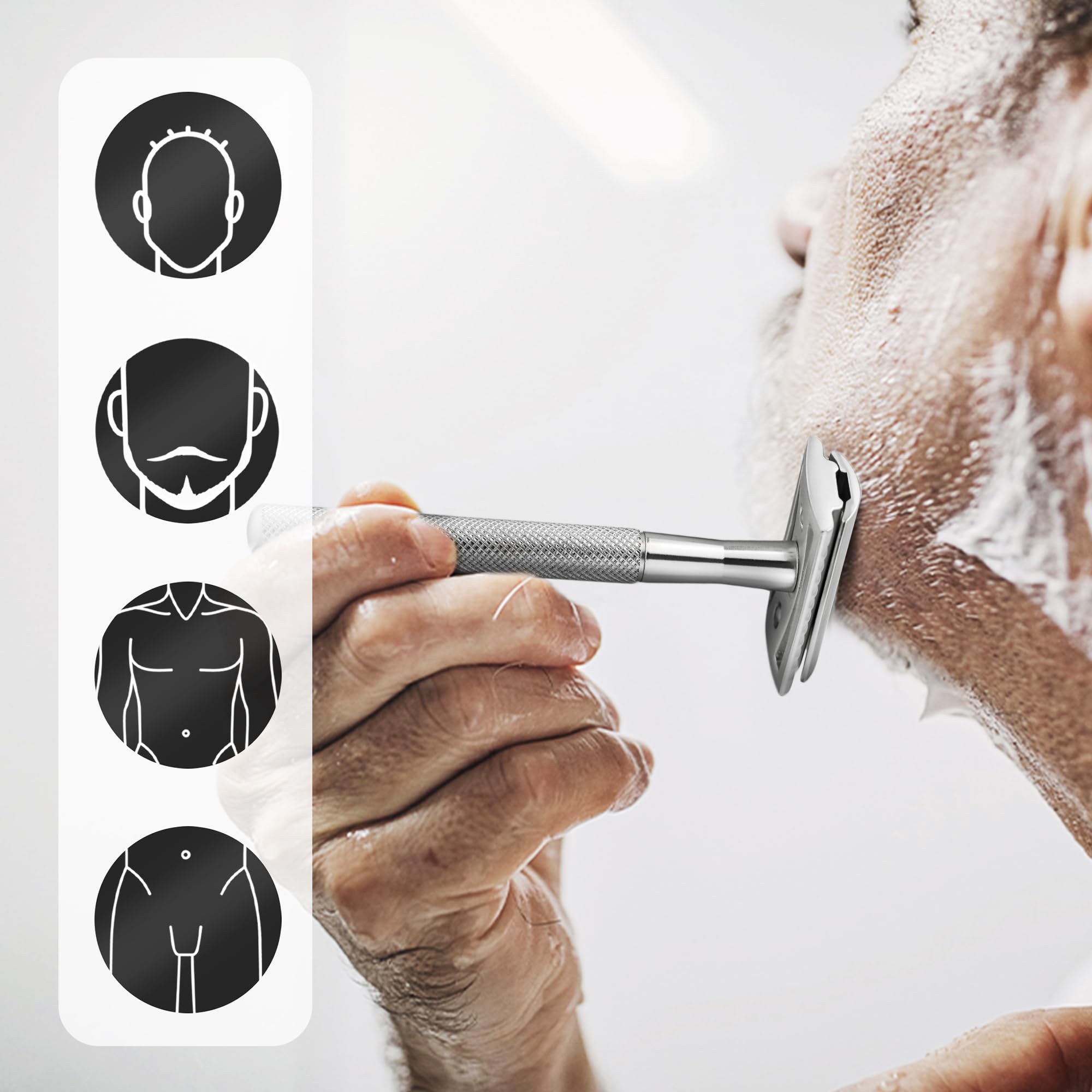 Zomchi De Safety Razor With 10 Safety Razor Blades, Reusable Metal Razor For Men & Women With Razor Stand, Plastic Free Razors -