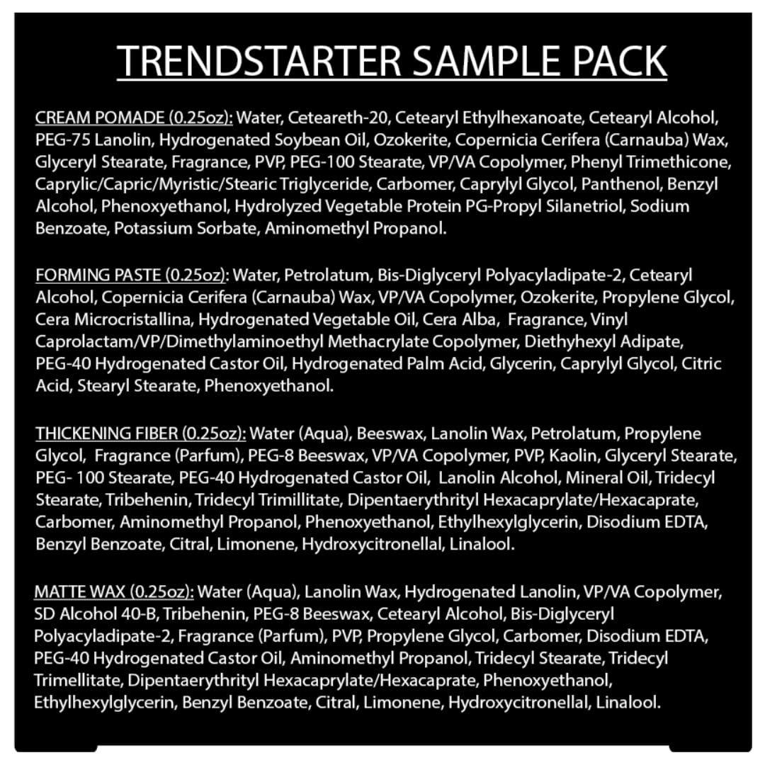 Trendstarter - Men'S Matte Premium Pomade Sample Pack - Cream, Wax, Forming Paste, Thickening Fiber (Four 0.25Oz Samples In One