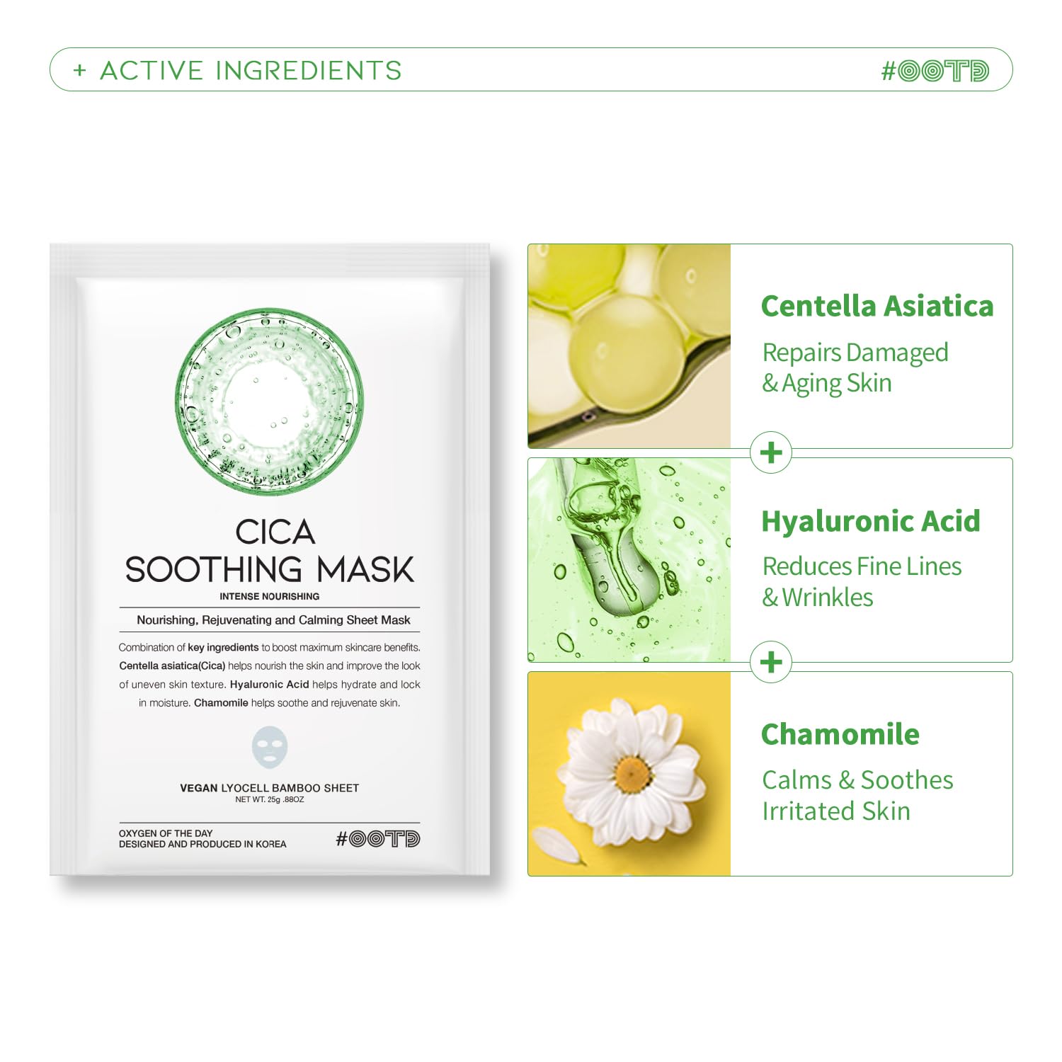 #Ootd Hydrating Soothing Sheet Masks Gift Set For Skincare, Korean Vegan Sheet Mask For Dry, Sensitive Skin, Calming, Smoothing,