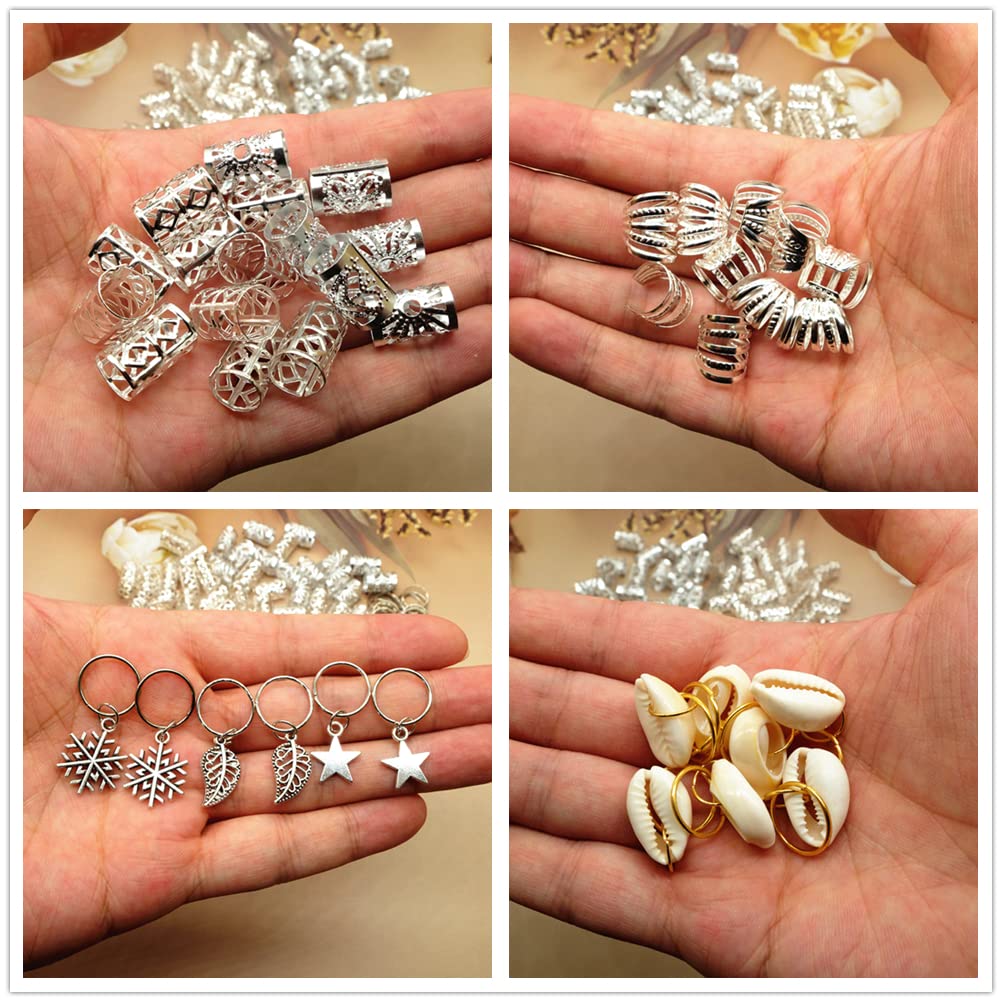 100 Pieces Dreadlocks Loc Hair Jewelry For Women Braids Hair, 20 Pieces Loc Jewelry Accessories For Braiding Hair, Big Silver Br