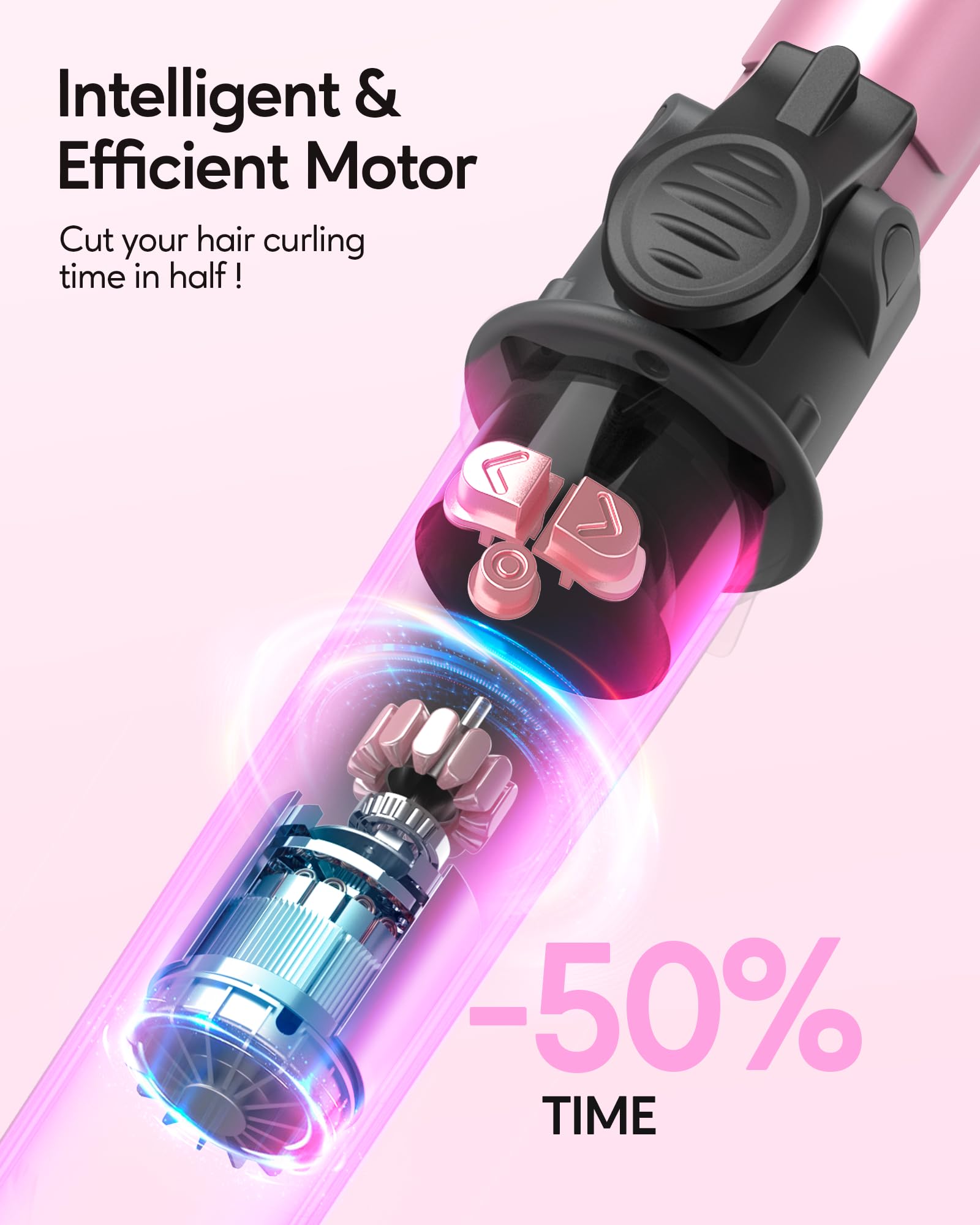 Wavytalk 1 Inch Rotating Curling Iron - Get Effortless Waves With Self Rotating Barrel Up To 430F With Home Button, Dual Voltage