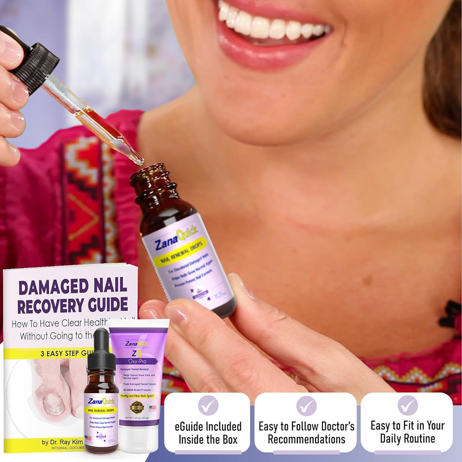 Zanaquick 2 Step Toenail Fungus Treatment. Extra Strength Damaged Nail Solution. Nail Renewal Drops And Damaged Nail Disruptor -