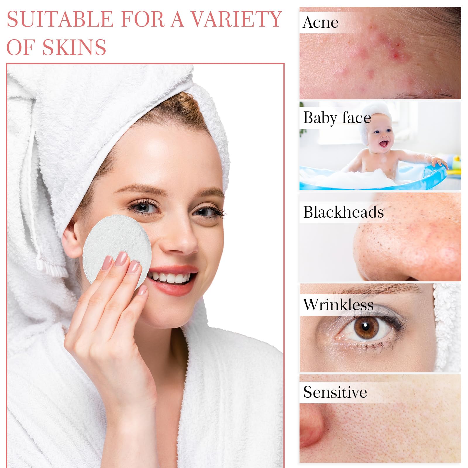 Sieral 120 Pcs Compressed Facial Sponges With Container Disposable Face Sponge Pads For Washing Face Cleansing Exfoliating Esthe