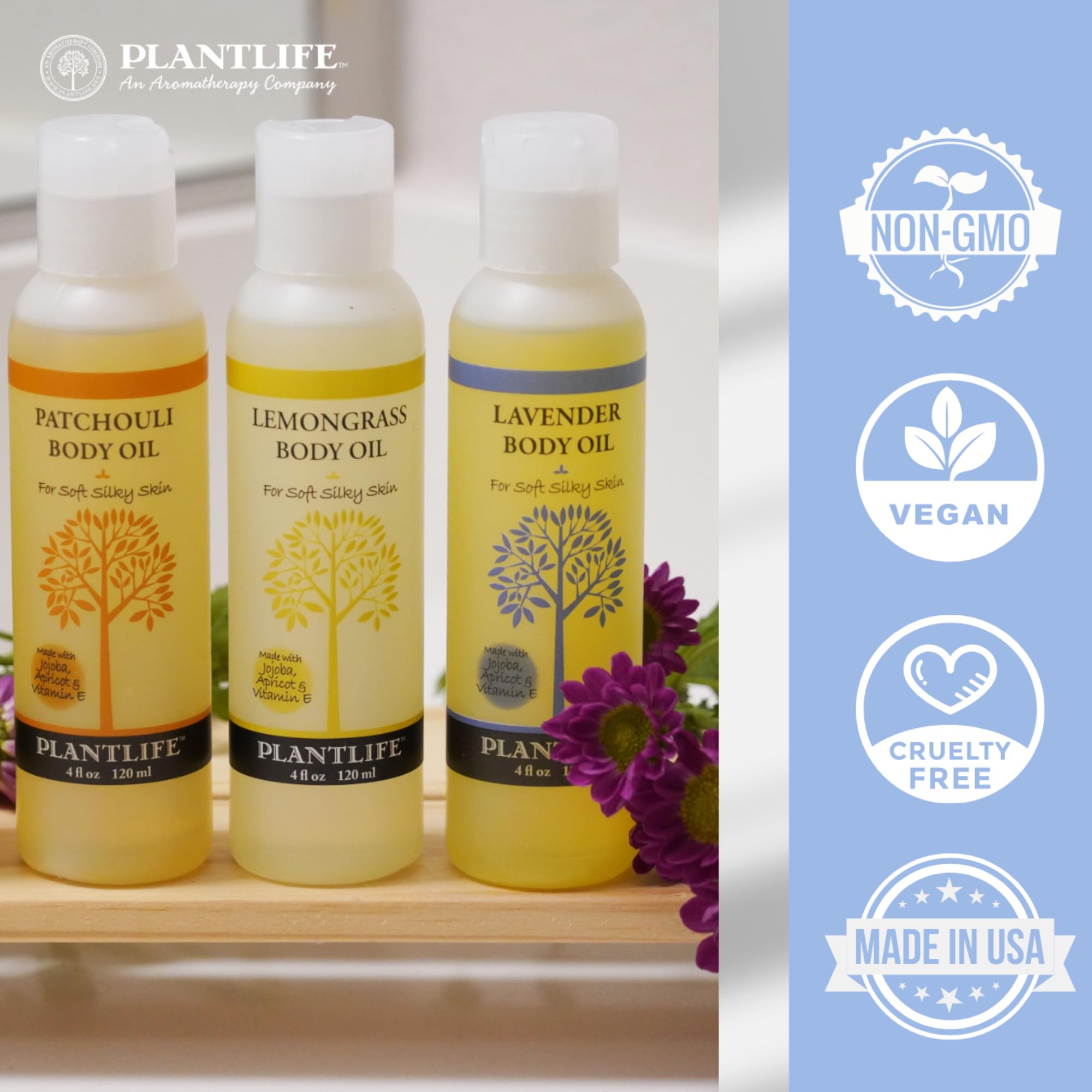 Plantlife Patchouli Body Oil - Moisturizing Natural Body Oil For All Skin Types - Nourishing Dry Skin And Making It Feel Soft An