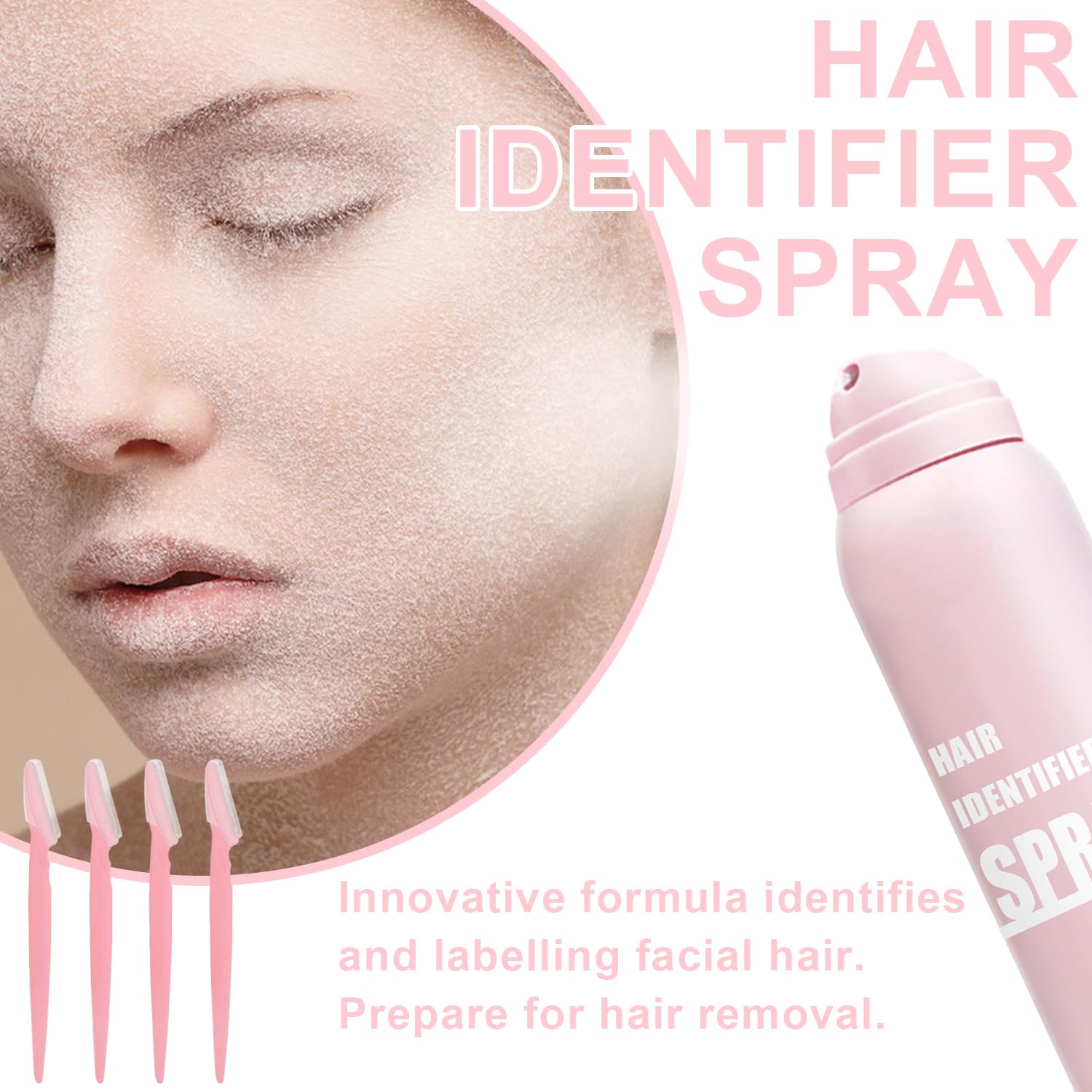 Hair Identifier Spray For Face Shaving, Face Hair Identifier Shaving Powder Spray, Women Dermaplaning Tool For Face, Dermaplane
