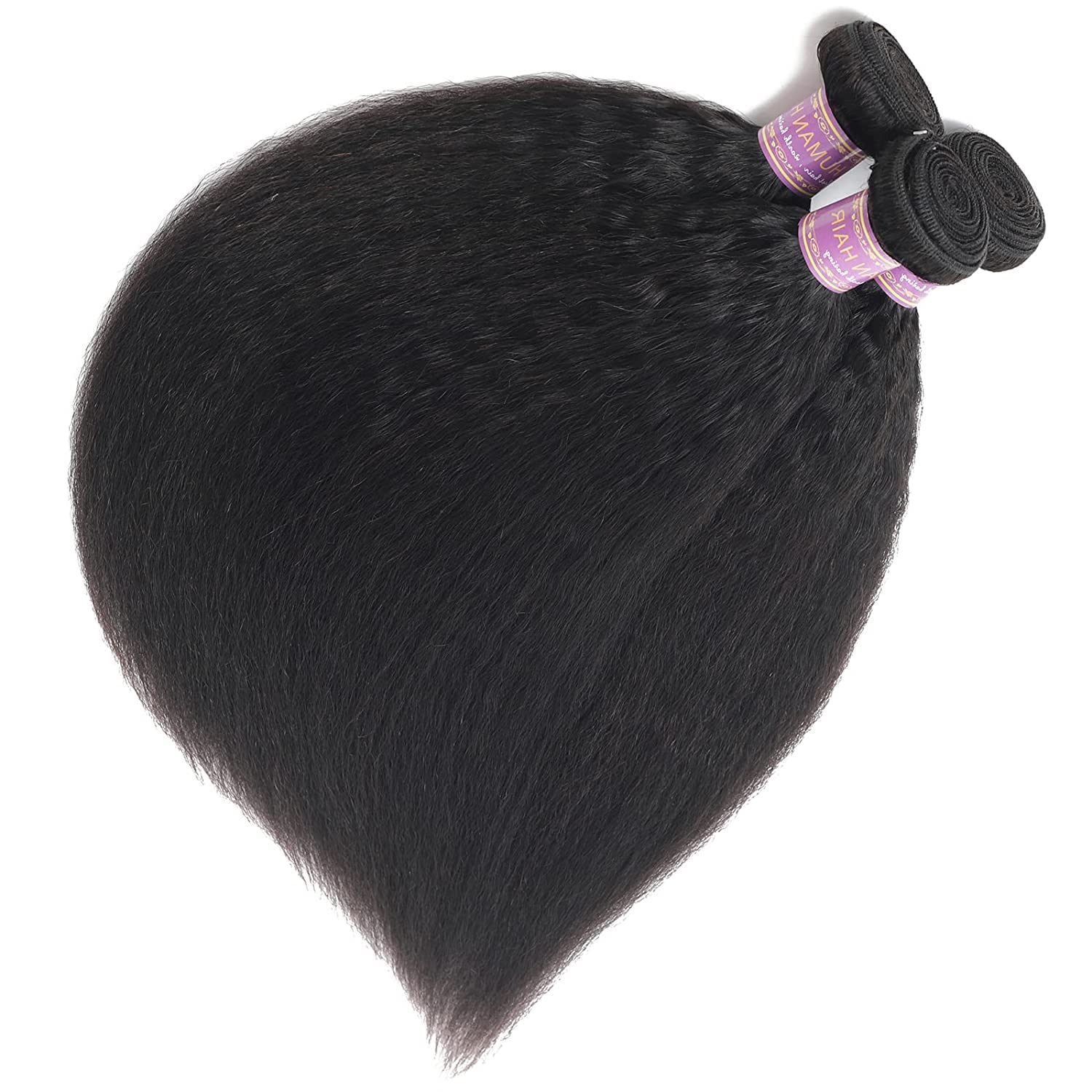 Kinky Straight Human Hair 1Bundles 20Inch Yaki Straight Human Hair Extensions 100% Unprocessed Brazilian Virgin Kinky Straight H