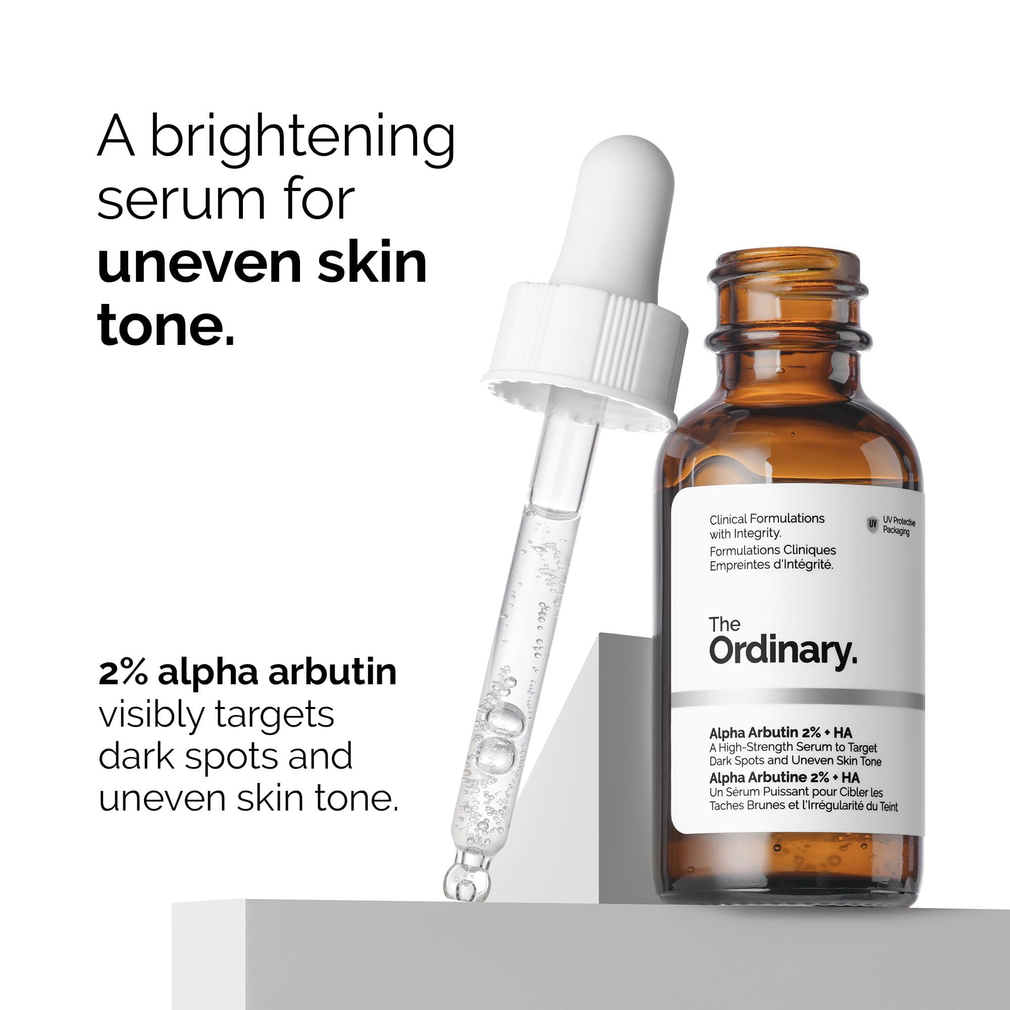 The Ordinary Alpha Arbutin 2% + Ha, Brightens Skin And Targets Dark Spots, 1 Fl Oz