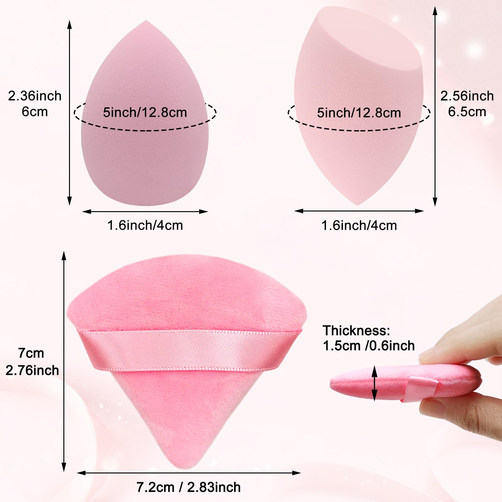 6+6 Professional Makeup Sponge Set,2.76 Inch Portable Soft Sponge Setting Face Puffs,Multicolor Makeup Blending Sponge Cosmetic