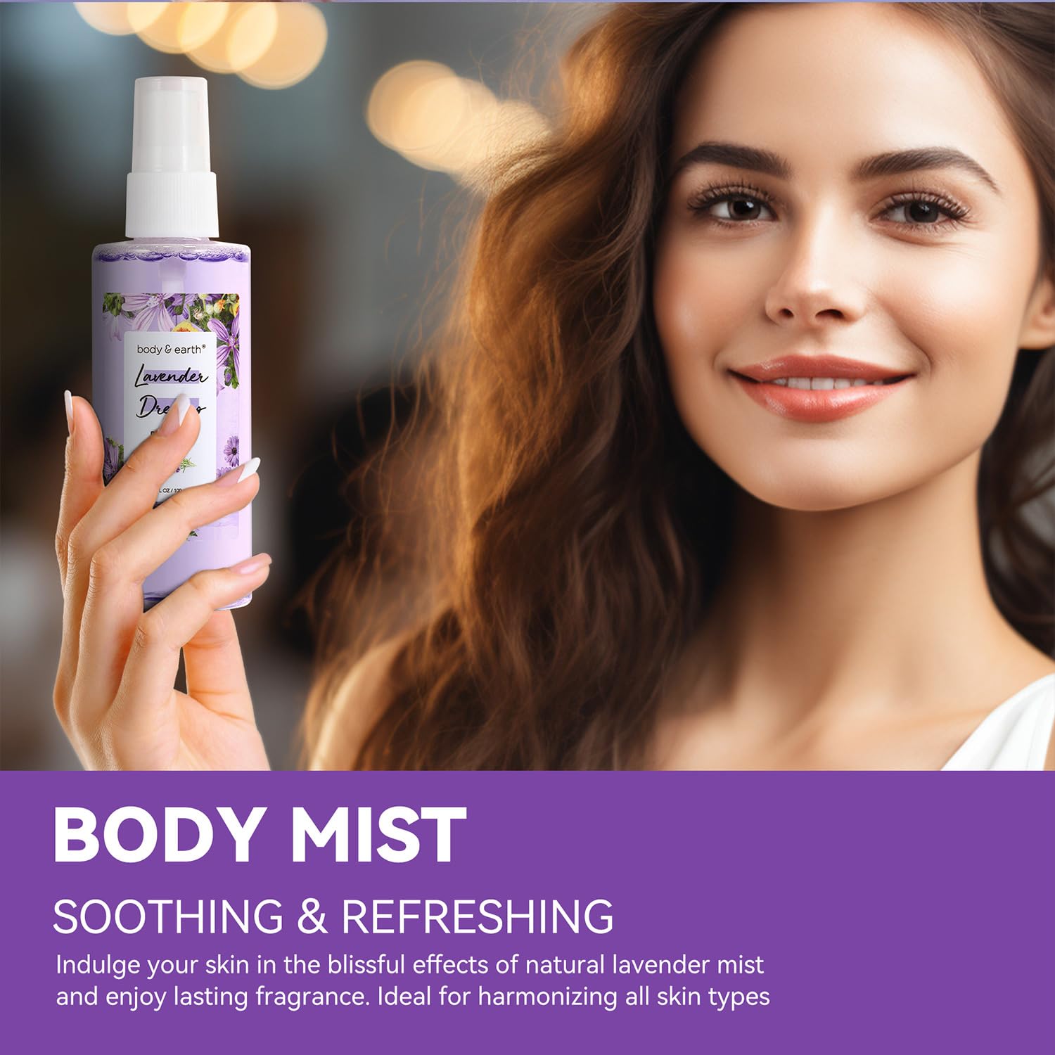 Body & Earth Body Mist Gift Set - Spa Gifts For Women, Perfume, Body Lotion, And Body Scrub In A Lavender Dreams Box- Perfect Bi
