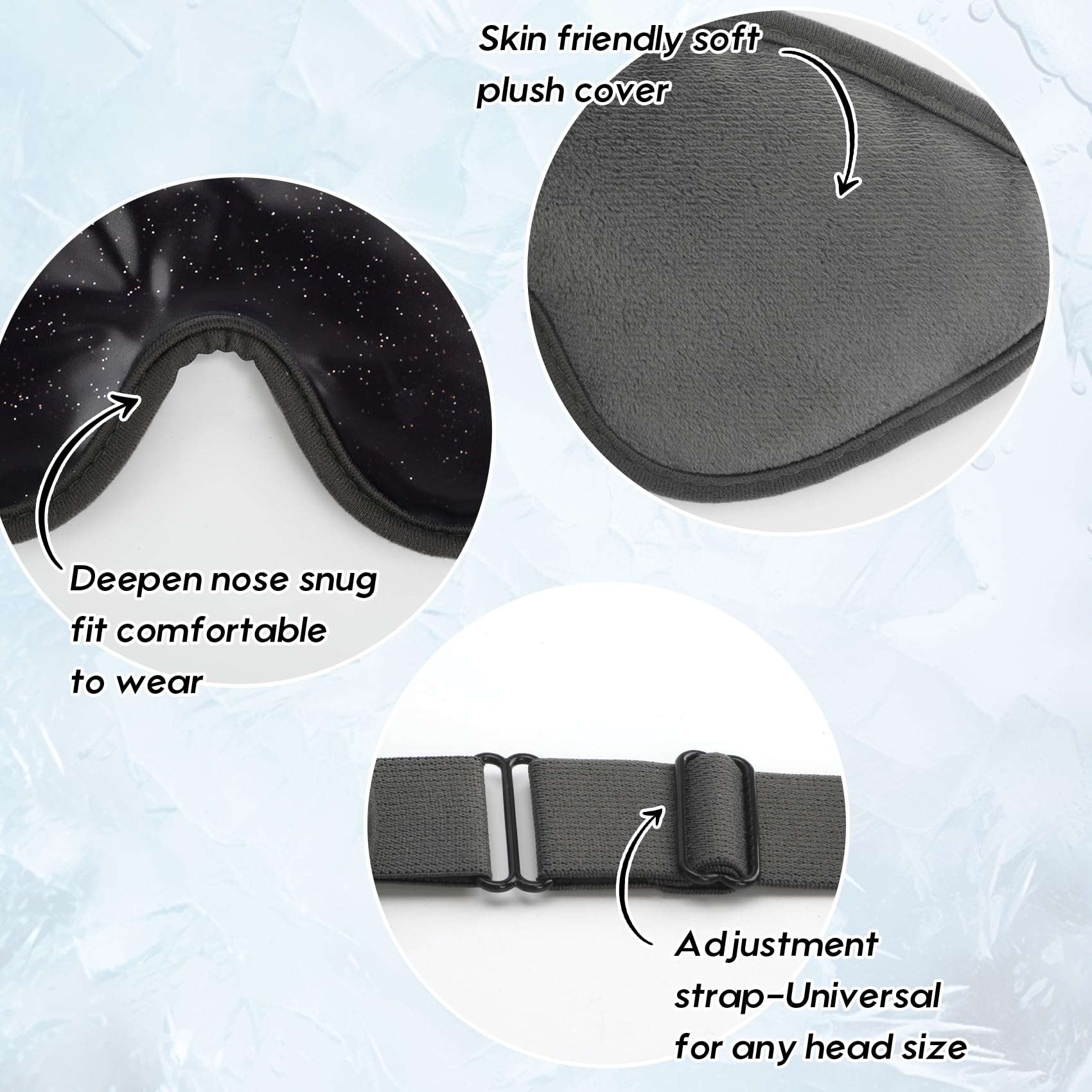 Behoomi Cooling Eye Mask, Gel Eye Mask Cold Eye Ice Pack, Reusable Ice Mask, Cool Relaxation, No Freeze, Comfort Snug Fit, Cold