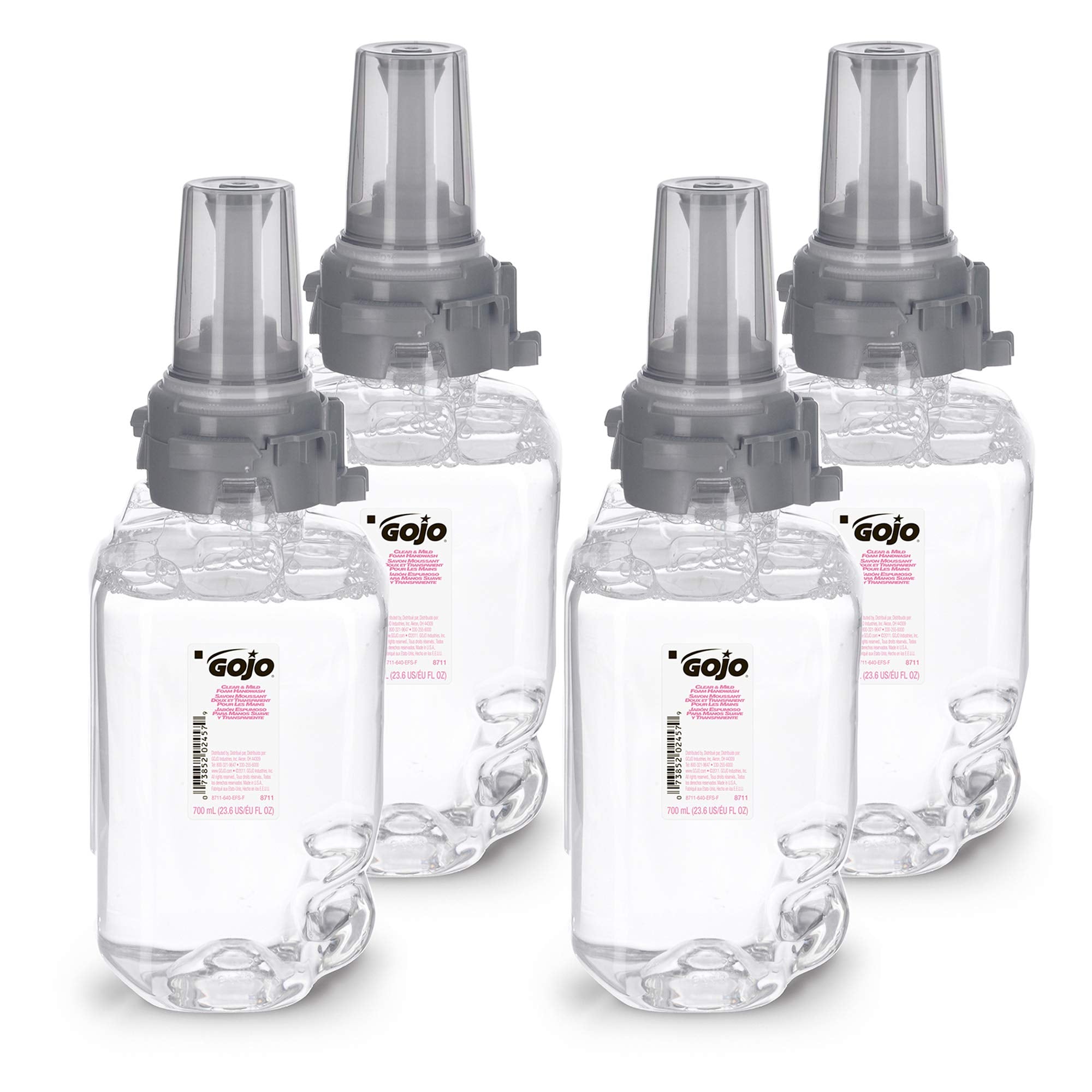 Gojo Clear & Mild Foam Handwash, Ecologo Certified, 700 Ml Hand Soap Refill Adx-7 Push-Style Dispenser (Pack Of 4) - 8711-04