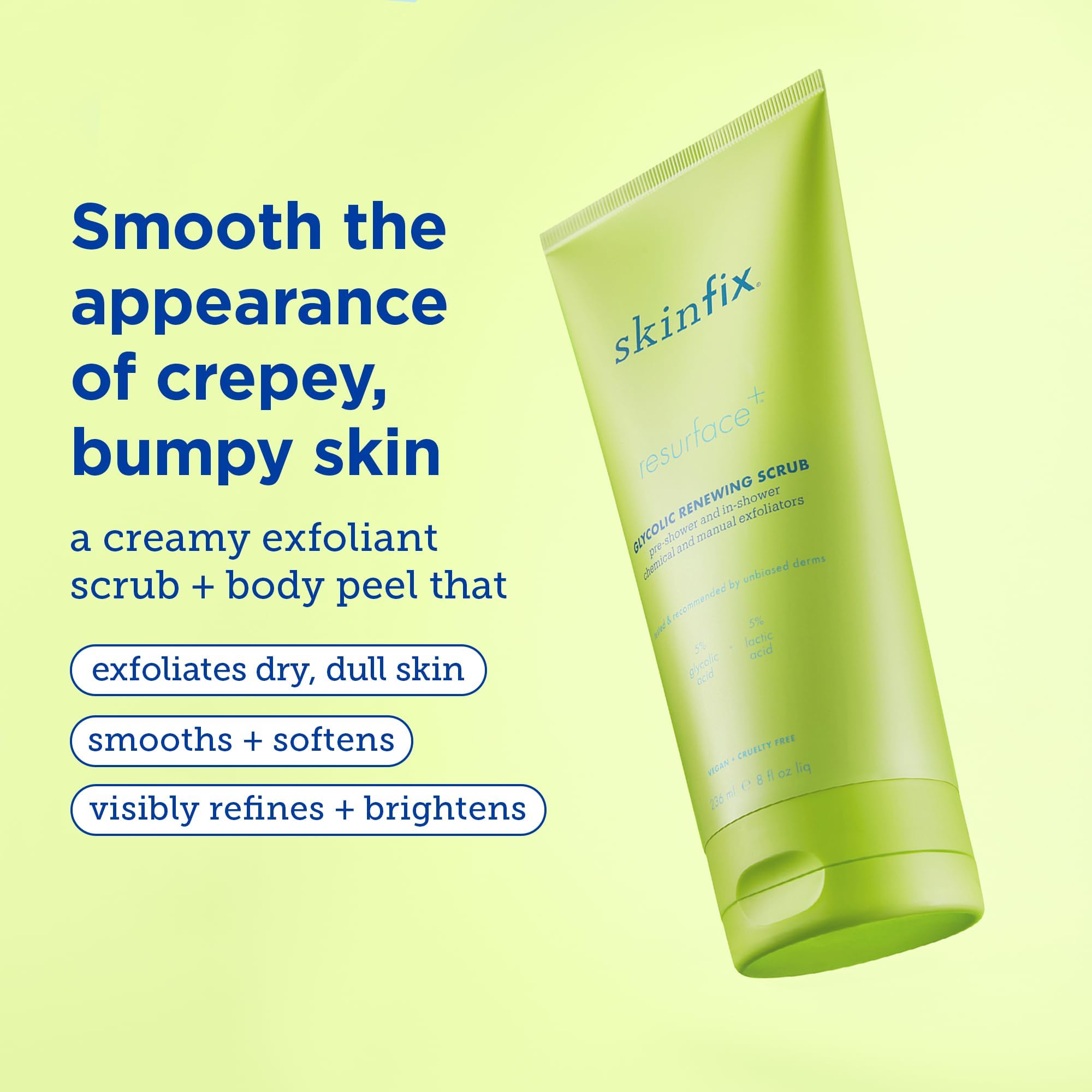 Skinfix Resurface+ Glycolic Renewing Scrub: A Double-Duty Aha Bha Exfoliant Scrub & Body Peel To Visibly Polish, Refine, Brighte