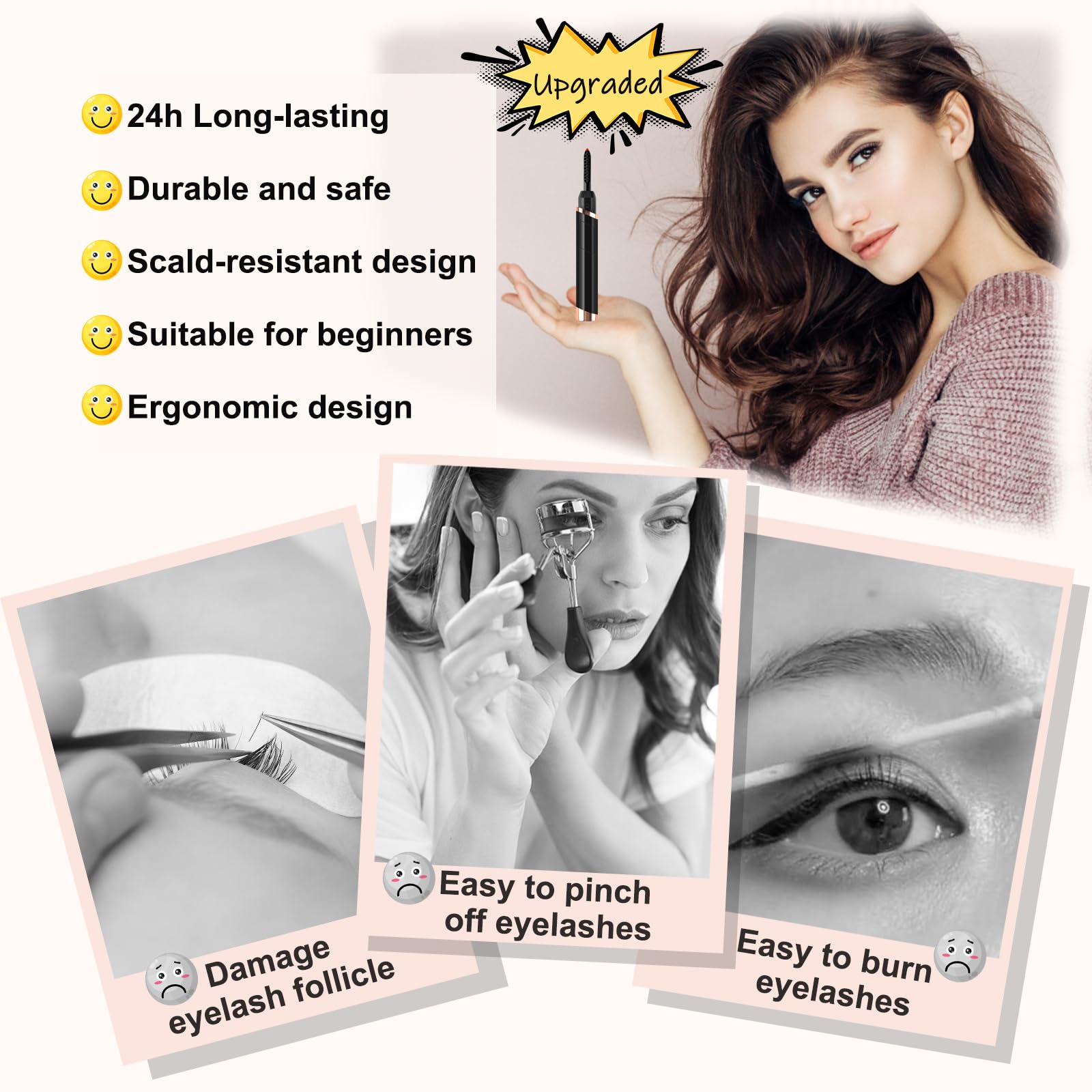 Dust2Oasis Heated Eyelash Curlers, Electric Eyelash Curlers, Rechargeable Lash Curler With Eyelash Comb For Makeup Natural Curli