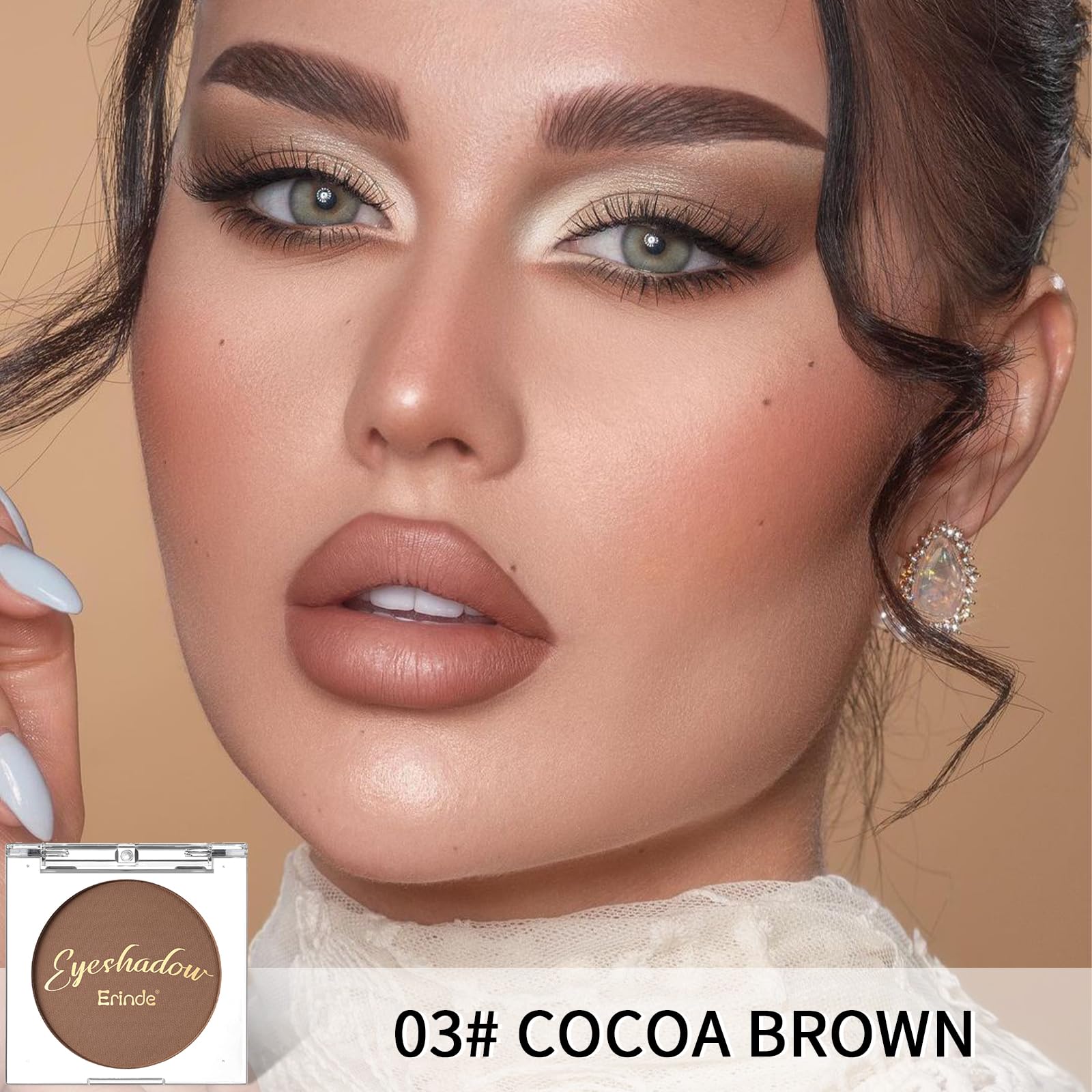 Erinde Single Brown Matte Eyeshadow Palette, Velvet Eye Shadow Compact Powder Natural Makeup, Long-Lasting Eye Makeup, Ultra-Ble