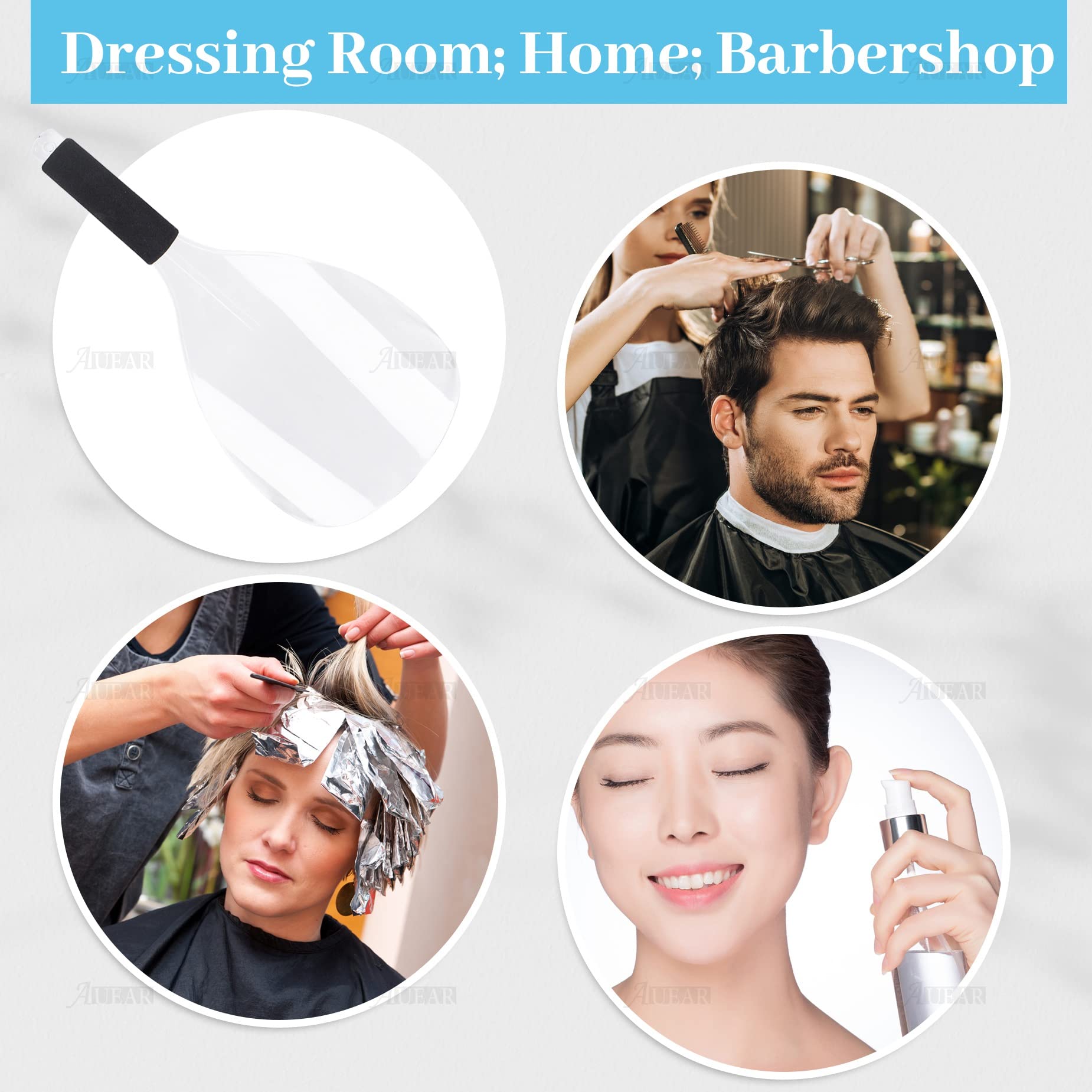 Auear, 4 Pcs Barber Salon Transparent Hairspray Face Shield With Sponge Handle Clear Plastic Reusable Face Shield Protector Cove