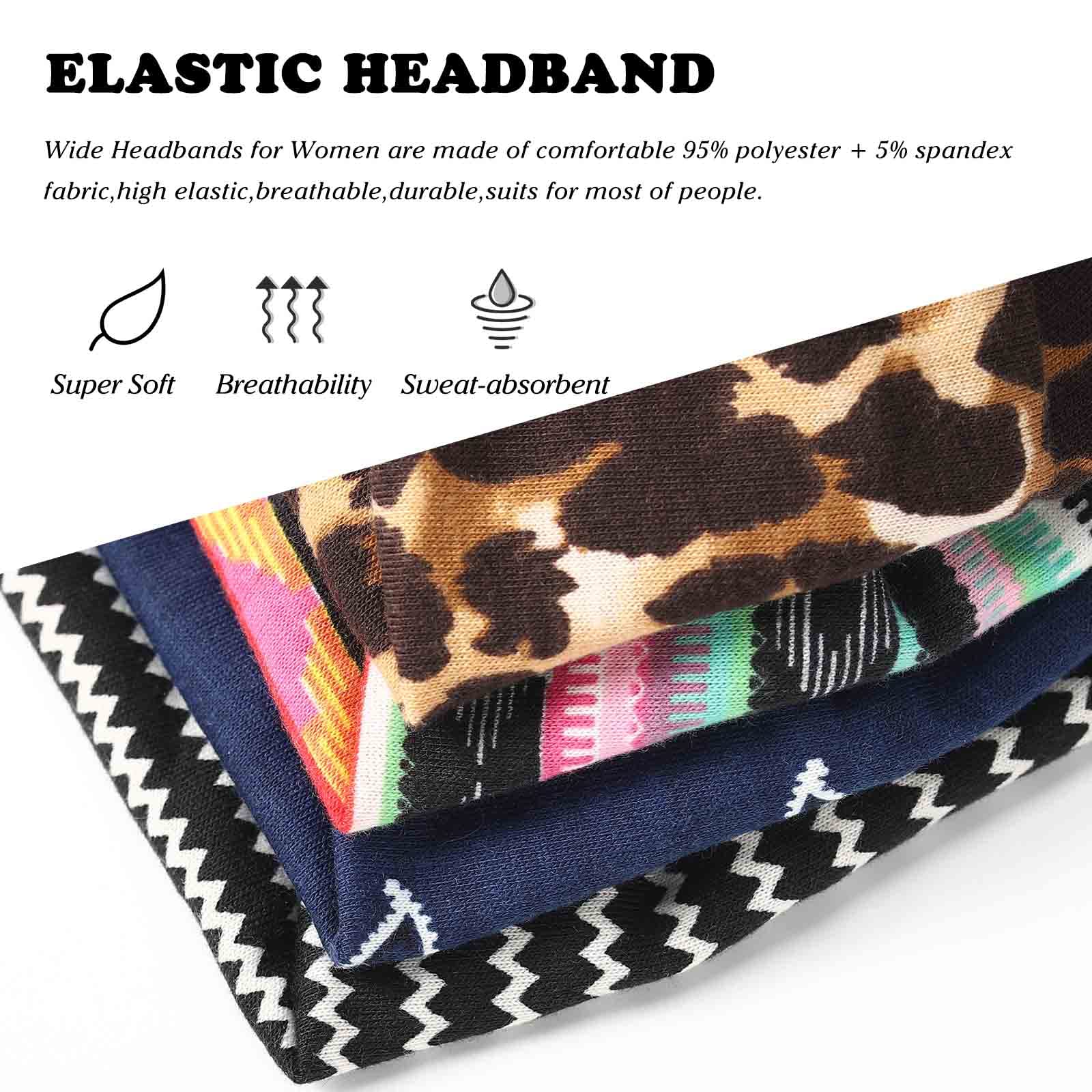 Olbye Leopard Button Headband Wide Elastic Nurse Head Bands Workout Yoga Sports Hair Band Non Slip Turban Headwrap Mask Ear Save