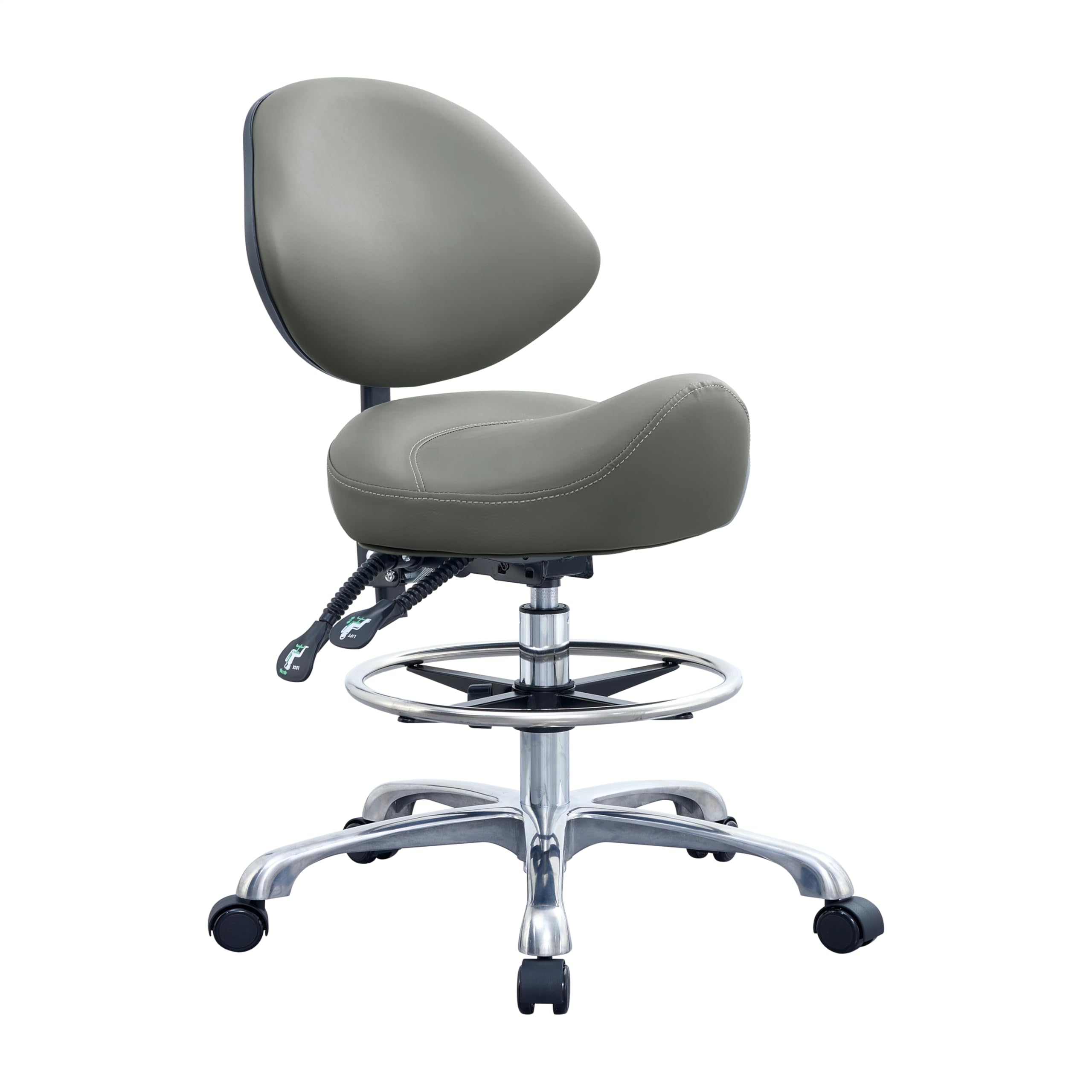 Rolling Saddle Chair with Back Support, Height Adjustable Ergonomic Saddle Stool Chair with Wheels for Dental Hygienist,Salon,Es