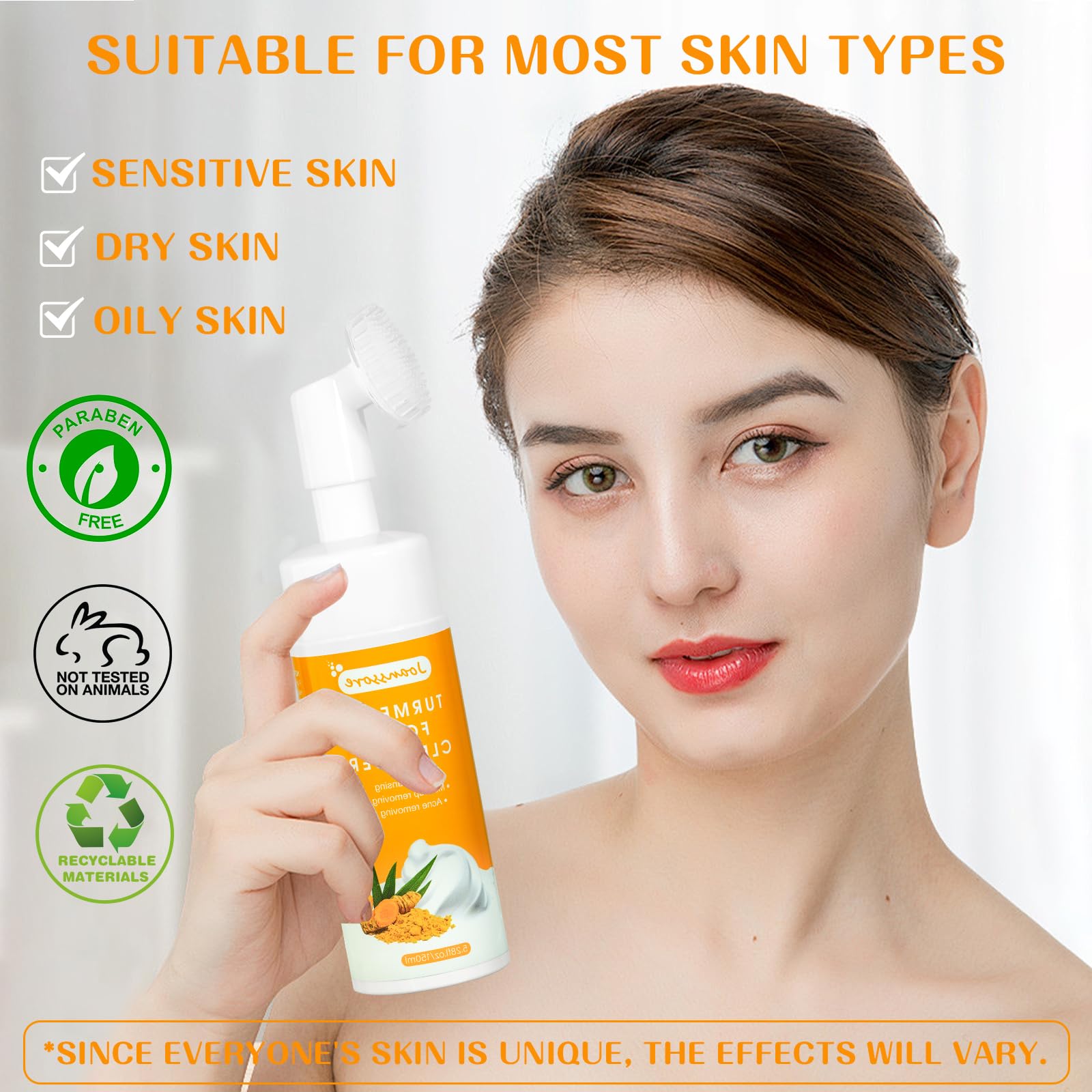 Joanssore 2Pcs Turmeric Facial Cleanser, Turmeric Face Wash, Turmeric Foaming Cleanser, Foaming Face Wash, Tumeric Face Wash, Tu