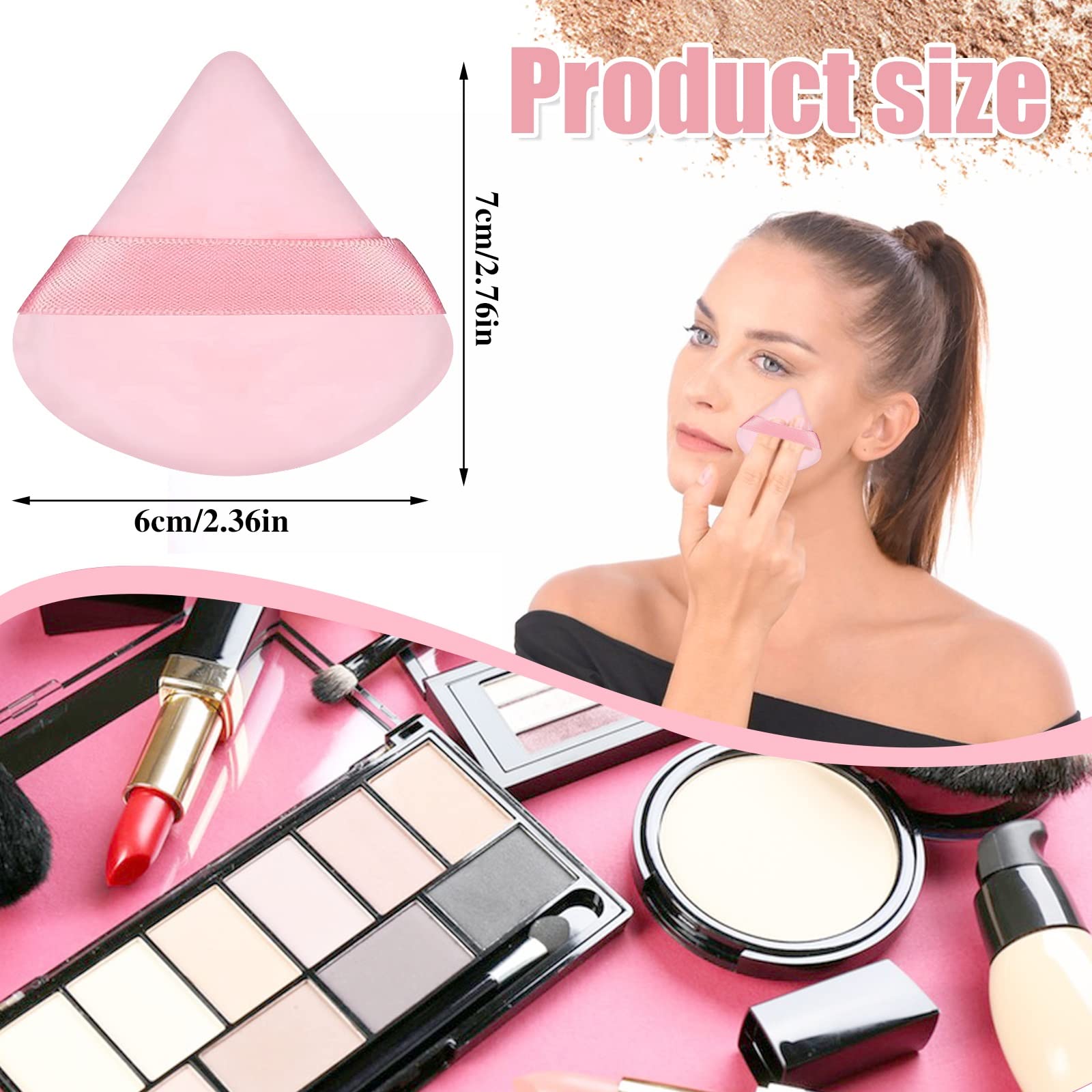 Pimoys 15 Pieces Powder Puff Face Triangle Makeup Puffs For Loose Powder Setting Powder Foundation Sponge Beauty Makeup Tool