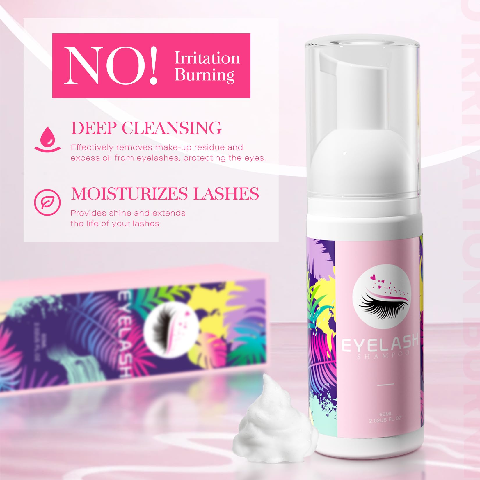 Setgnur Lash Shampoo For Lash Extensions 60Ml Eyelash Extension Cleanser Lash Shampoo Cleaning Kit With Shampoo Brush & Mascara