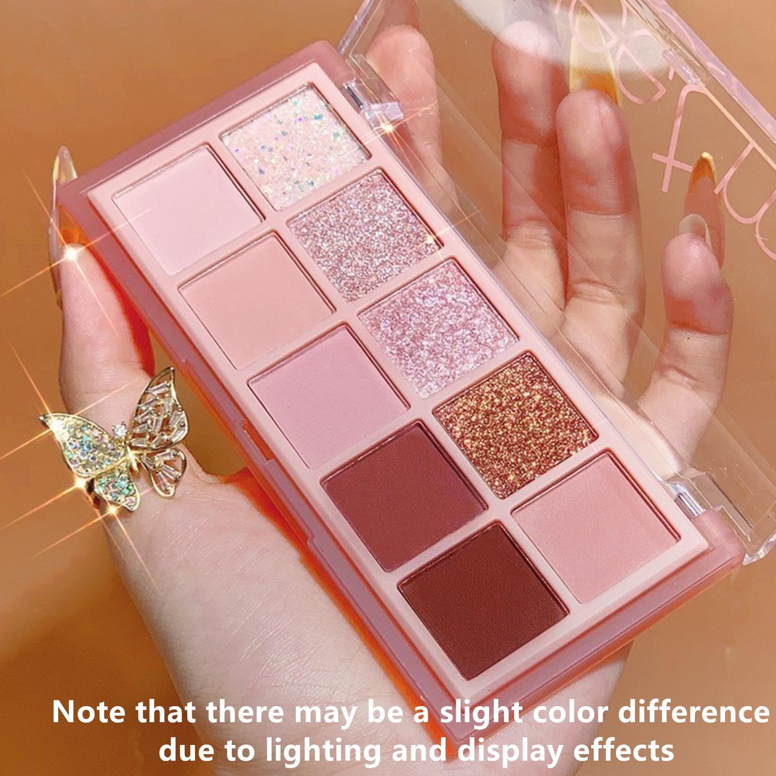 Go Ho 10 Colors Eyeshadow Palette,Matte&Glitter&Shimmer Eyeshadow Makeup,Pink Powder Light Pink Eye Shadow Shades,Naturing-Looki