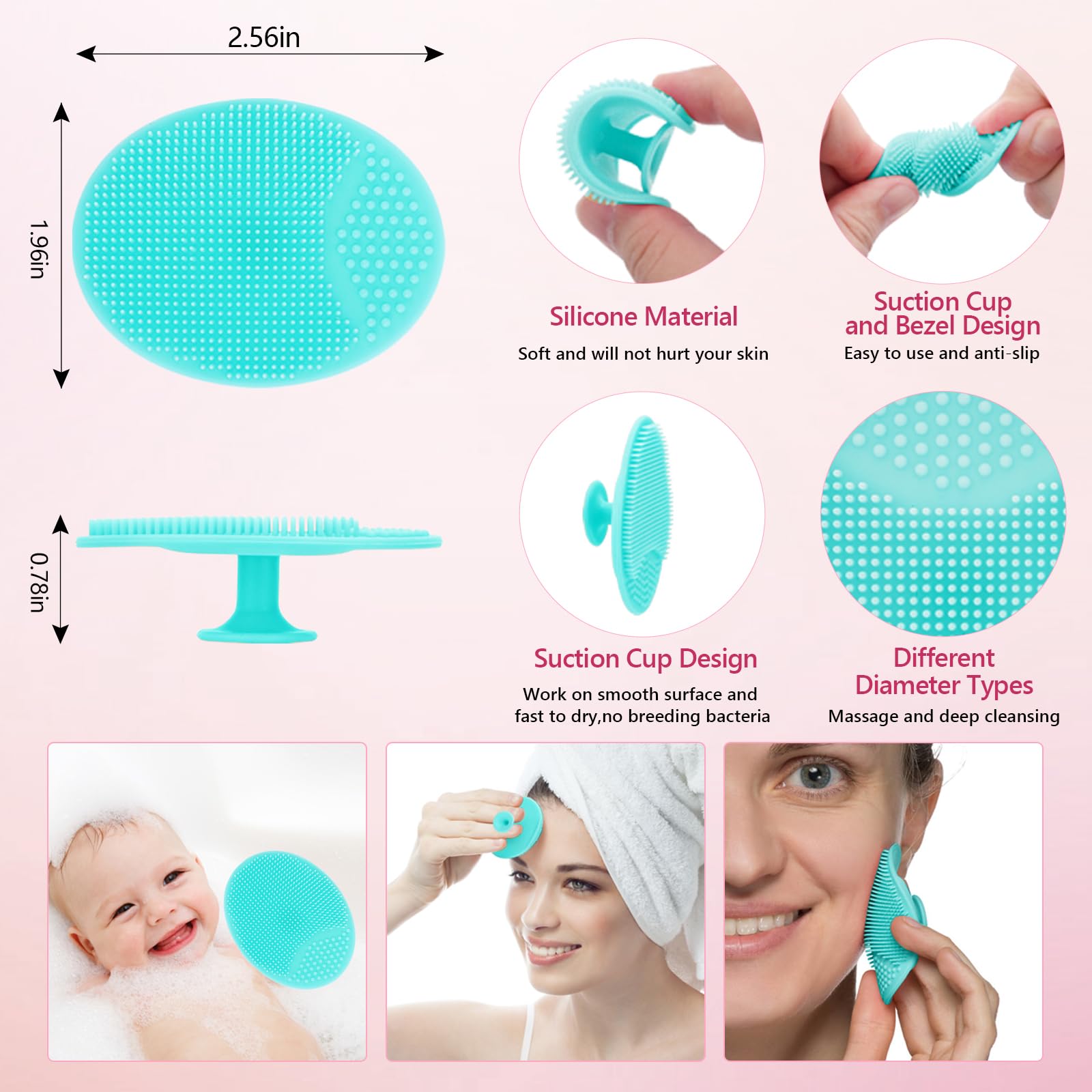 Silicone Face Scrubber, 2Pcs Exfoliating Lip Brush, 1Pcs Cleansing Brush,2Pcs Face Mask Brush Exfoliator Blackhead Skin Care Too