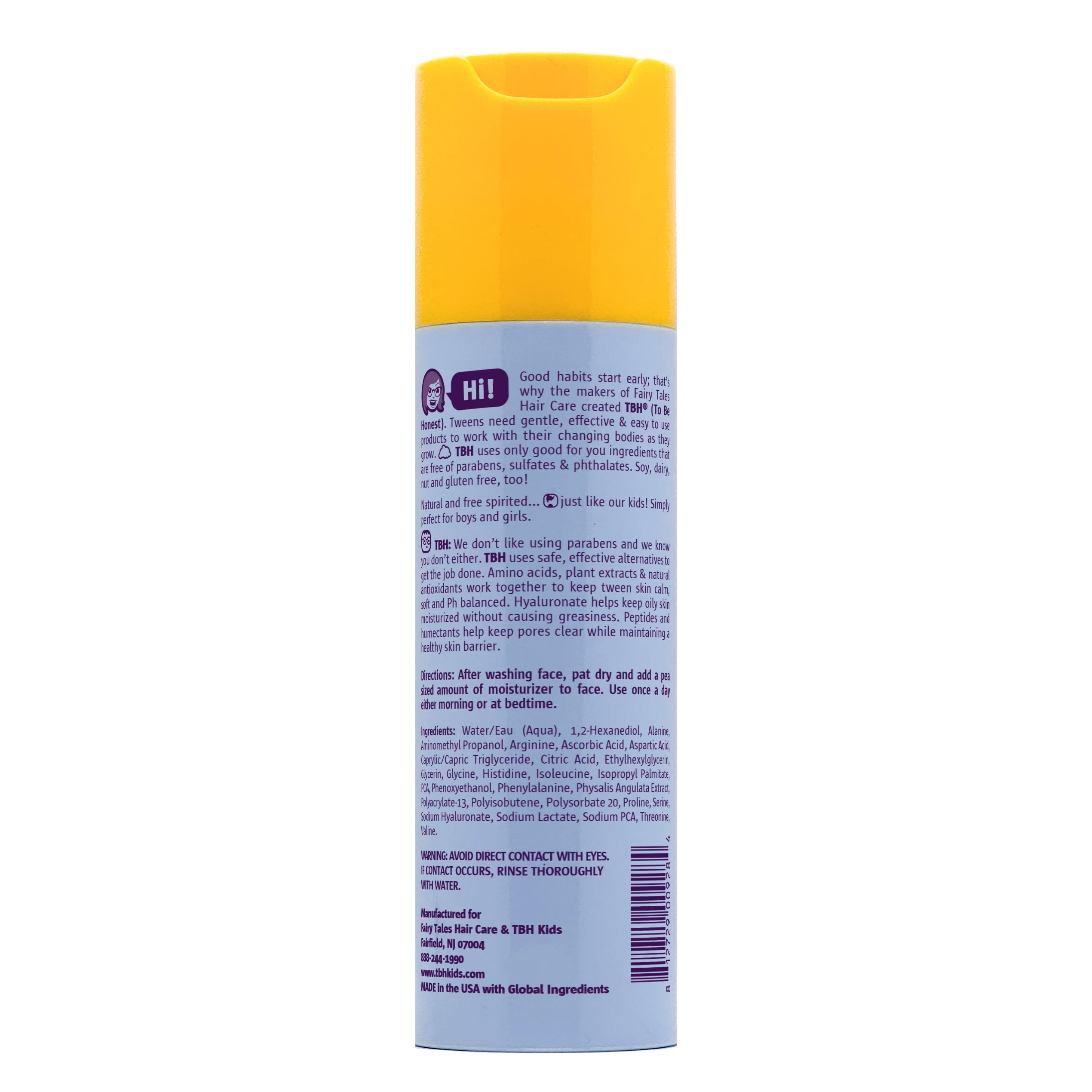 Tbh Gentle Hydrating Face Moisturizer For Kids, Tweens, And Teens With Sensitive Dry Oily Skin - Shine Free Face Moisturizer For