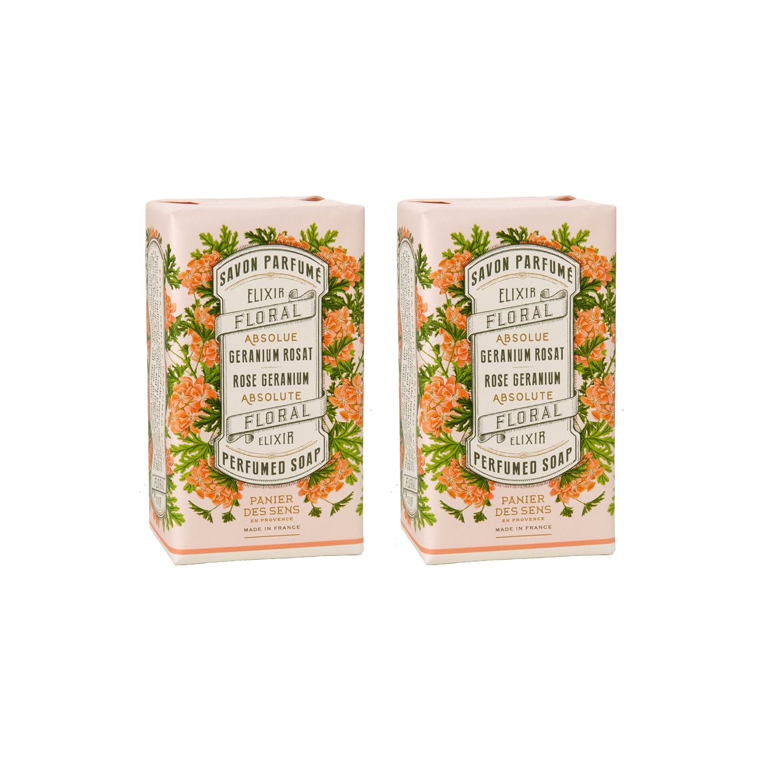 Panier des Sens - Rose Geranium Bar Soap - Moisturizing Gentle Scented Soap Bar - Natural Soap with Olive Oil - 97% Natural Ingr