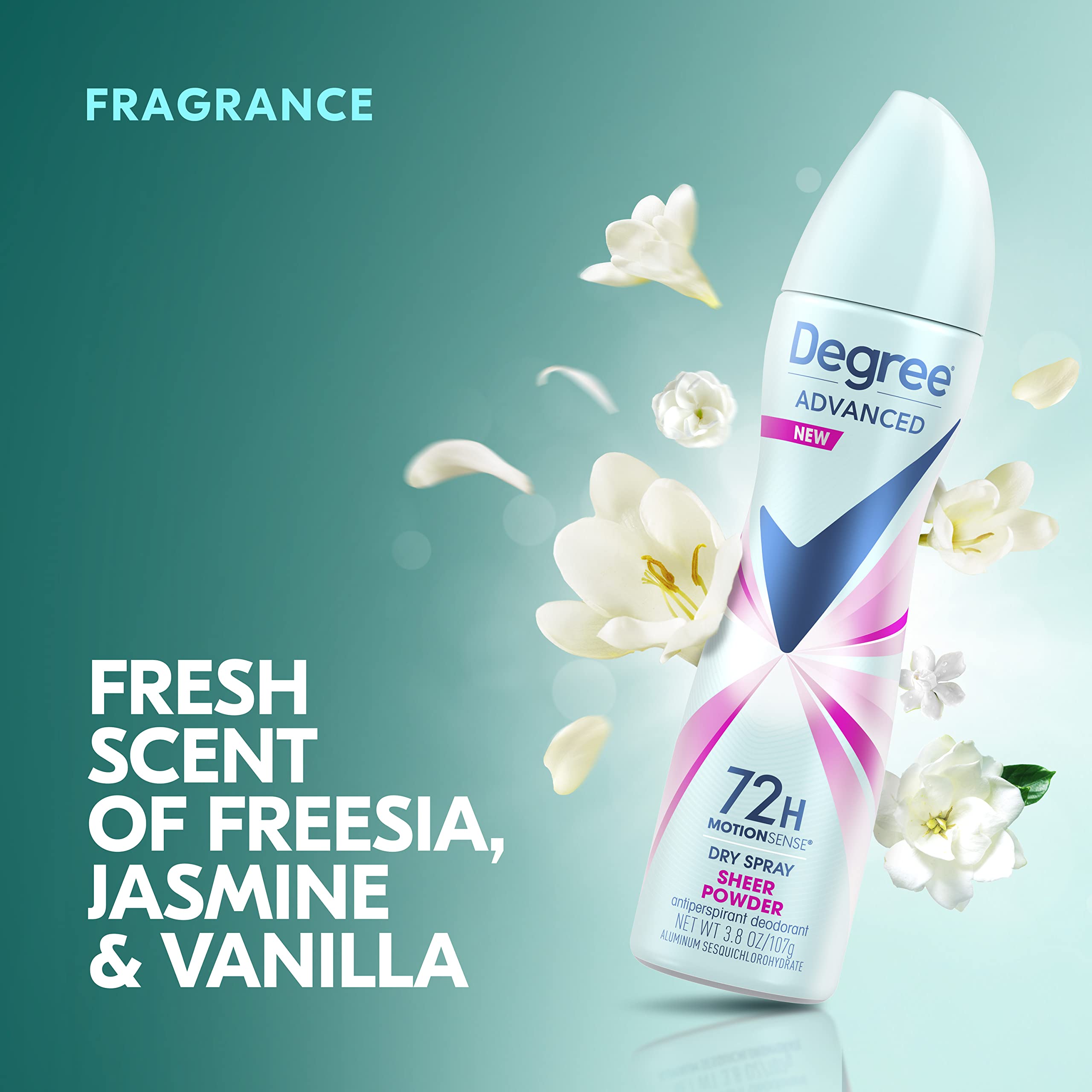 Degree Advanced Antiperspirant Deodorant Dry Spray 72-Hour Sweat And Odor Protection Sheer Powder Deodorant Spray For Women With
